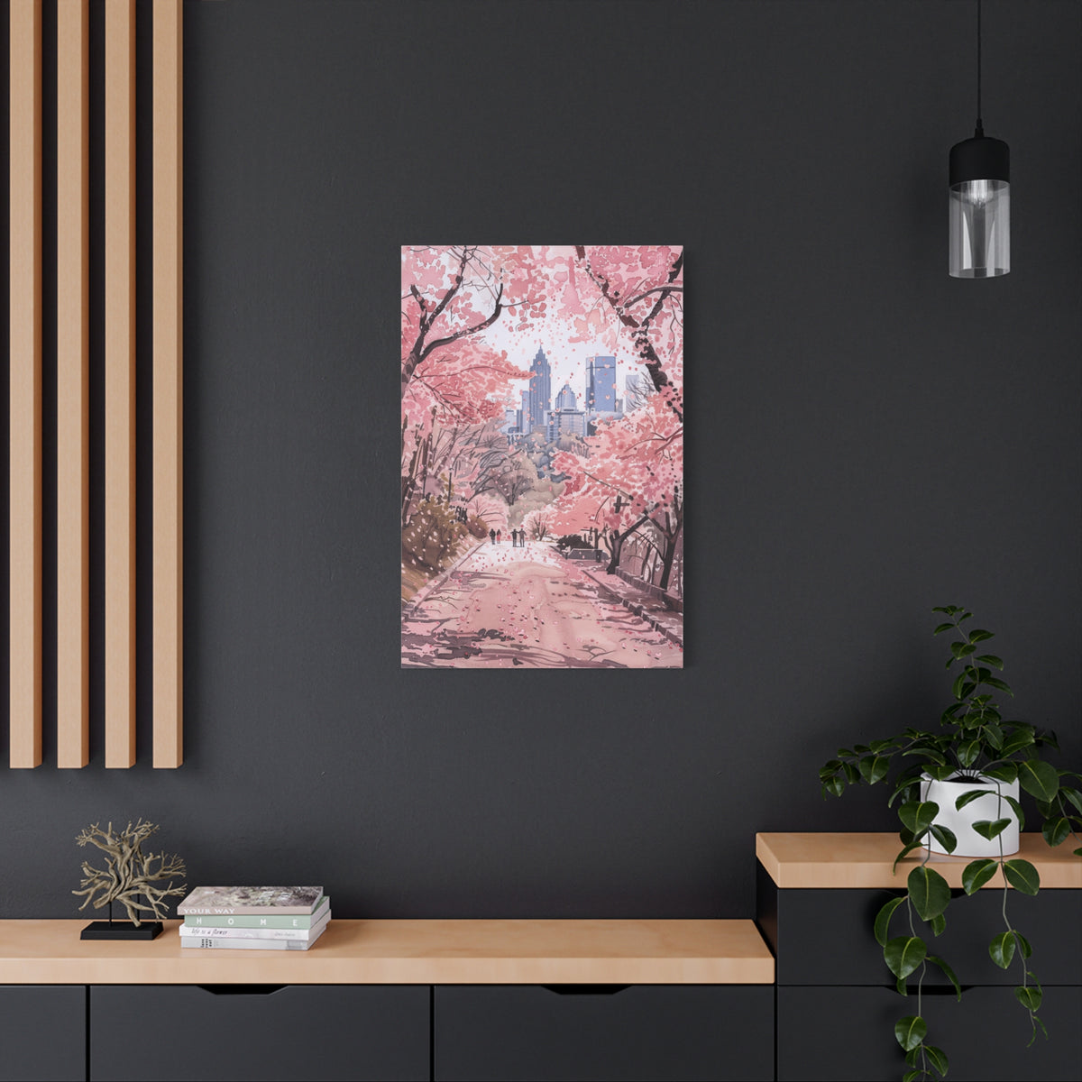 Atlanta Piedmont Park - Georgia - Cherry Blossom Cityscape Canvas - Bank of America Plaza