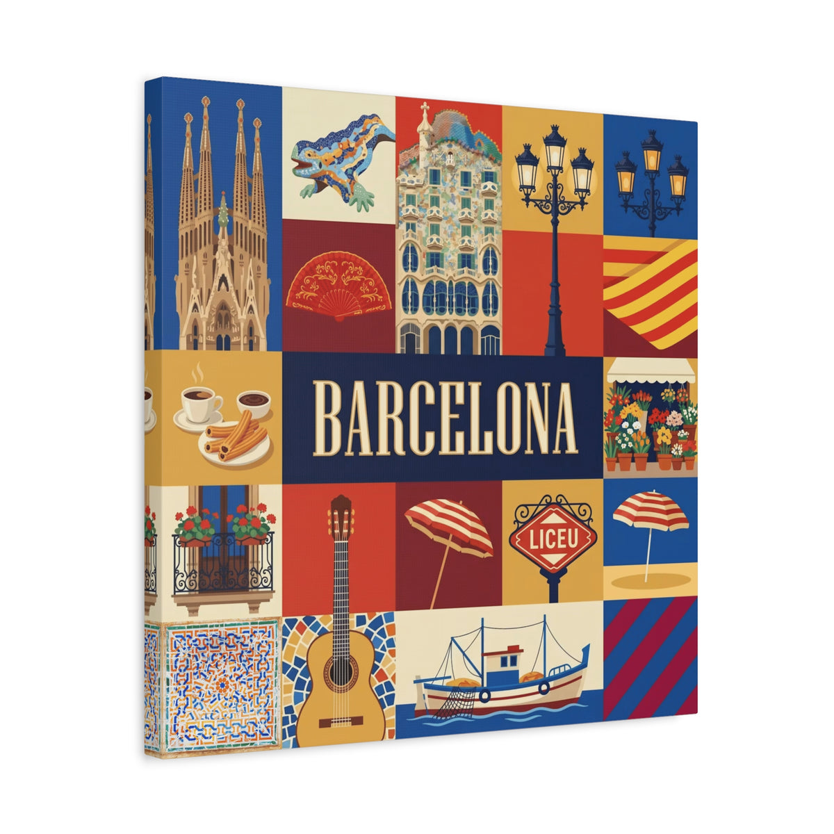 Barcelona Travel Collage Canvas