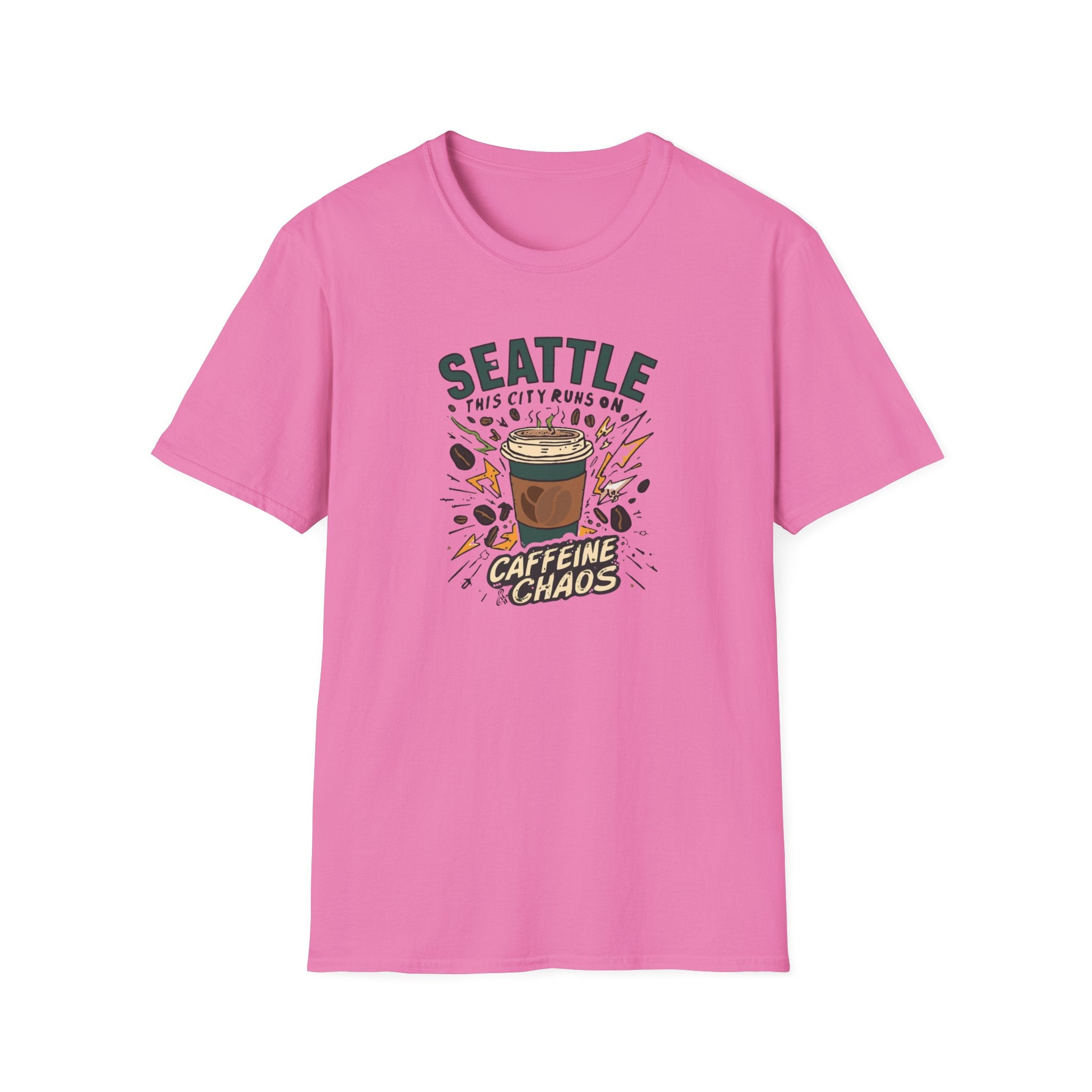 Seattle Caffeine Chaos T-Shirt – This City Runs on Coffee Graphic Tee