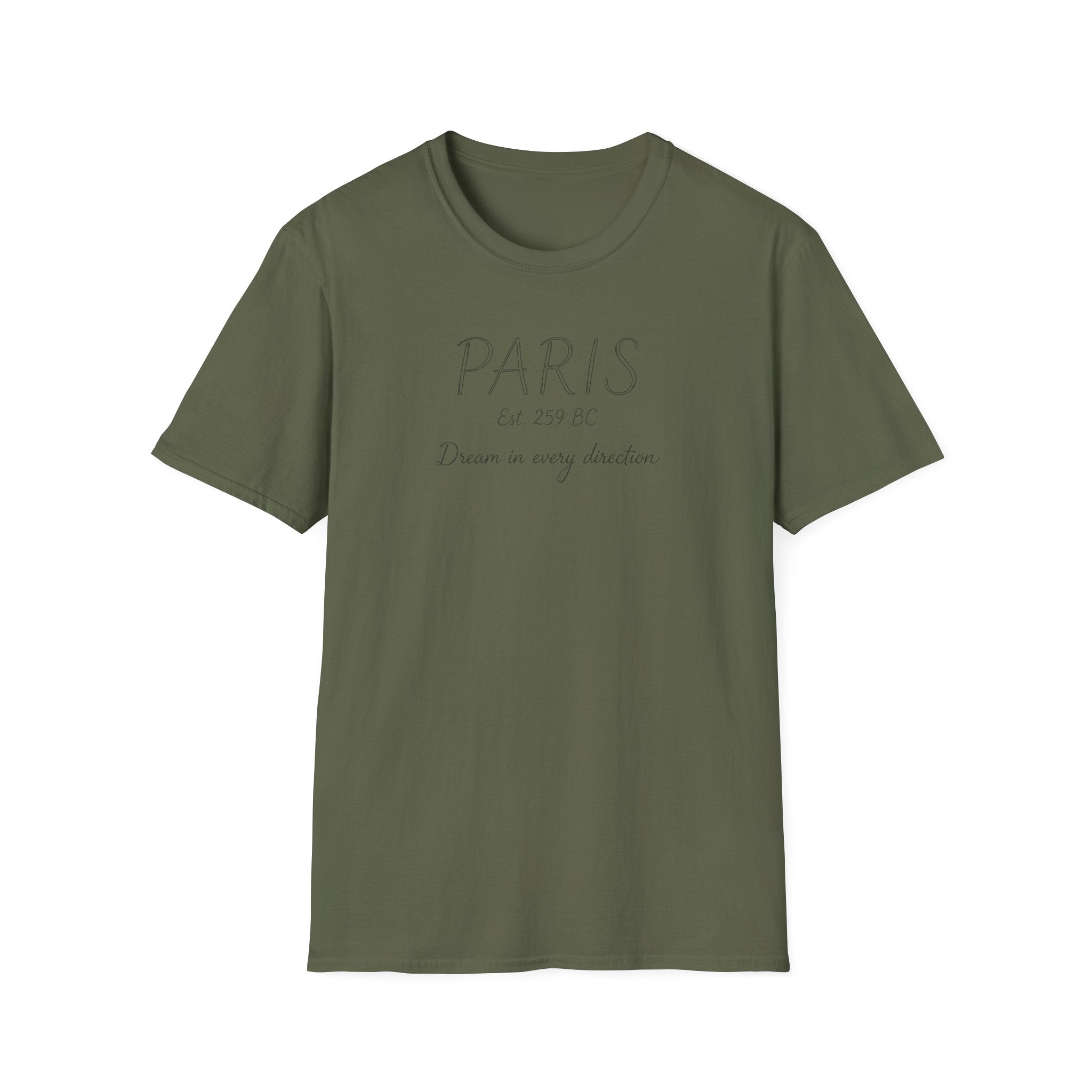 Paris Est. 259 BC T-Shirt – 'Dream in Every Direction' Minimalist Travel Tee