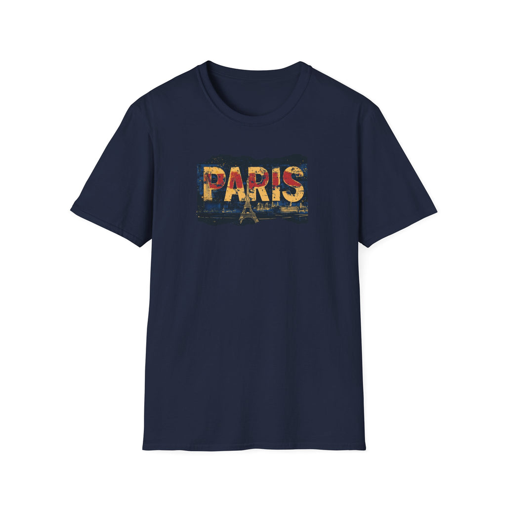 Paris Skyline Graphic T-Shirt | Vintage Textured Paris Design