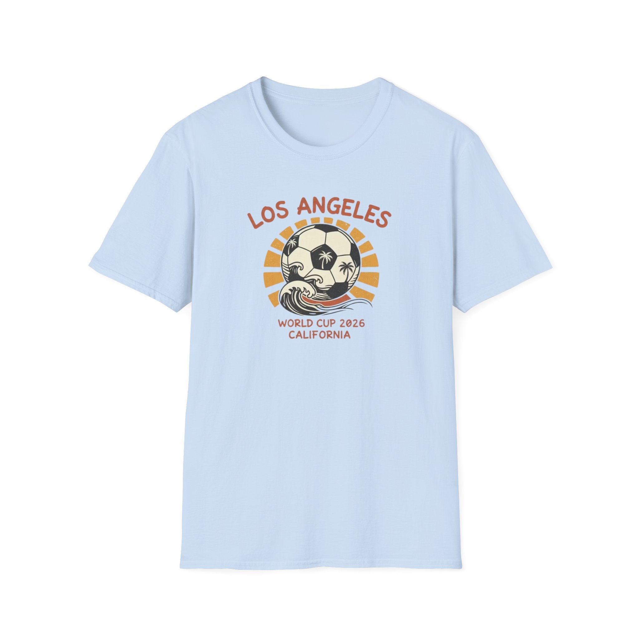 Los Angeles World Cup 2026 Soccer T-Shirt — Retro Sunset Ball Design