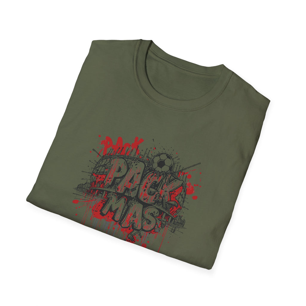 Pack Mas T-Shirt | Skull Mask Illustration, Horror Dripping Text