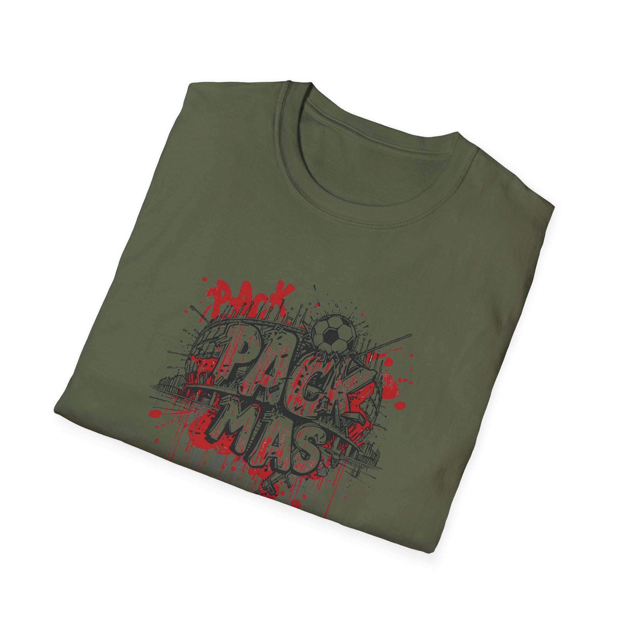 Pack Mas T-Shirt | Skull Mask Illustration, Horror Dripping Text