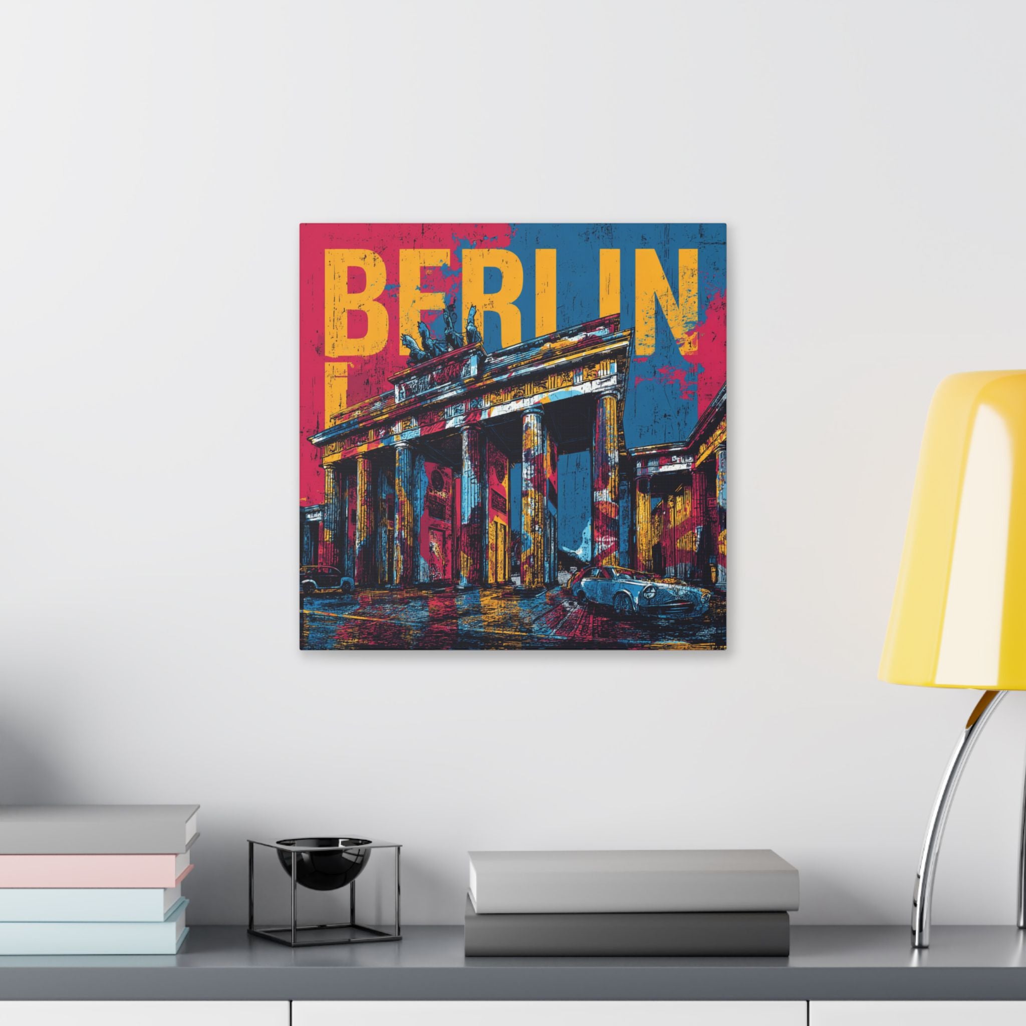 Berlin Pop Art Canvas Wall Art — Colorful Brandenburg Gate Stretched Canvas