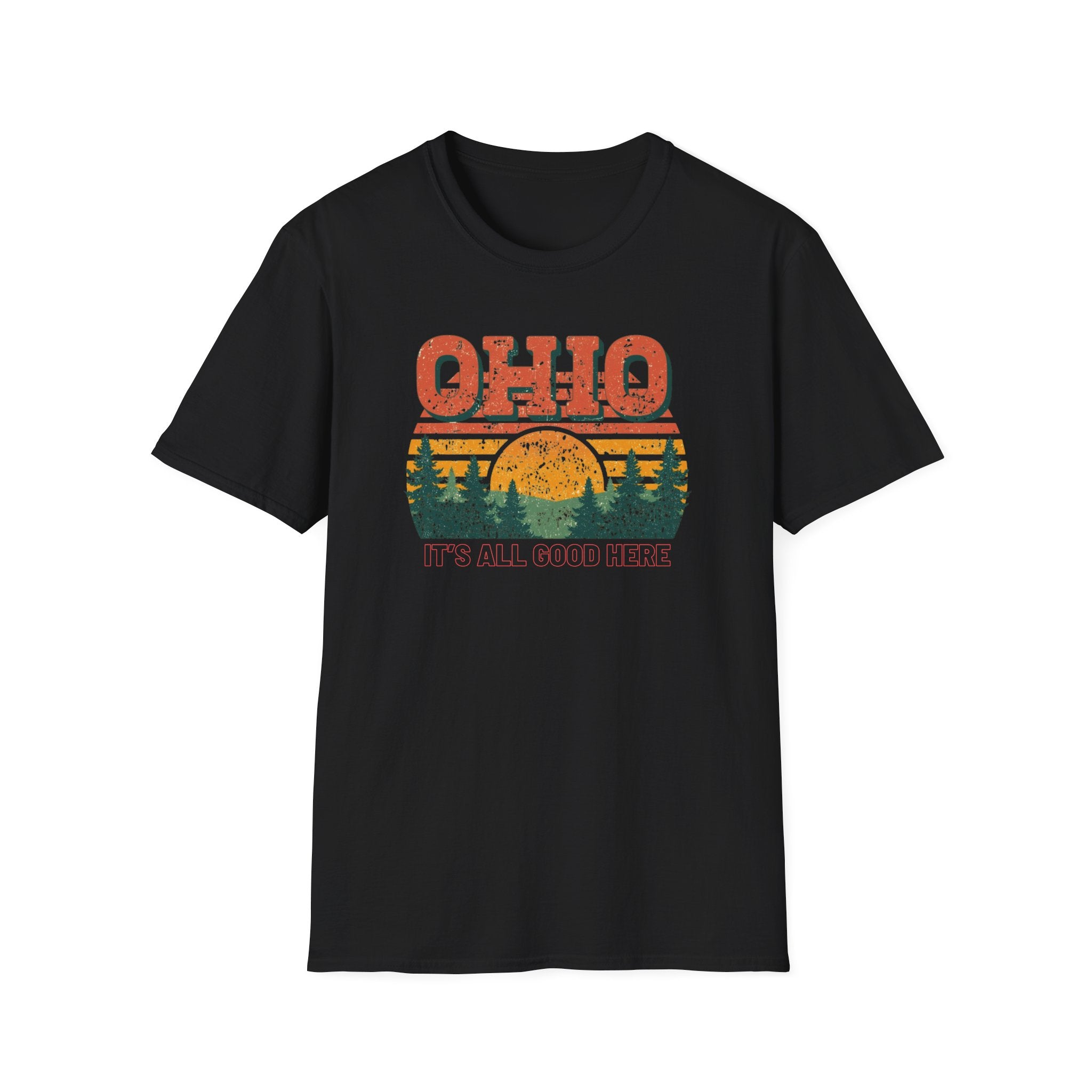 Ohio Sunset T-Shirt — 'Ohio It's All Good Here' Retro Nature Tee