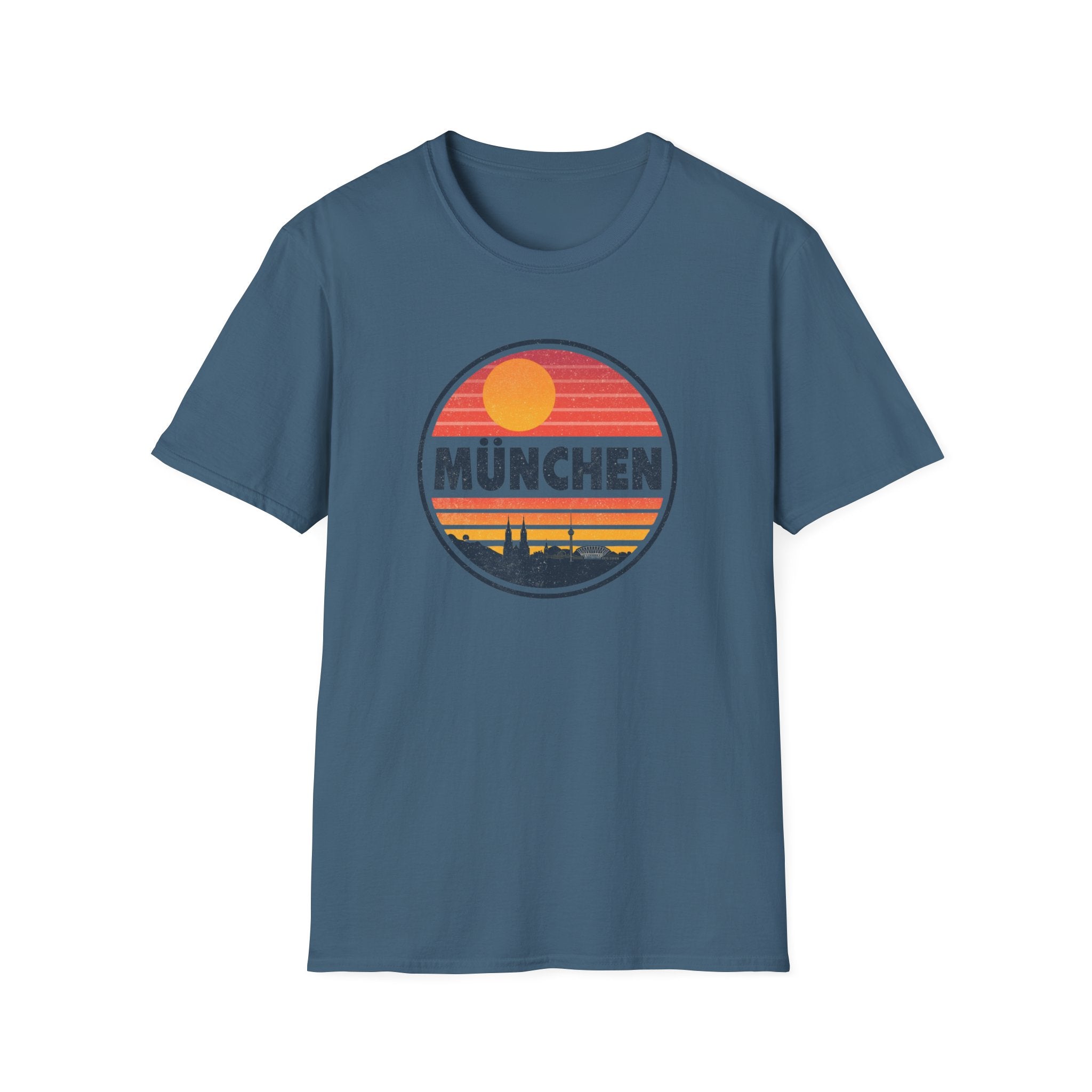 München Sunset T-Shirt — Retro Vintage Munich Skyline Tee