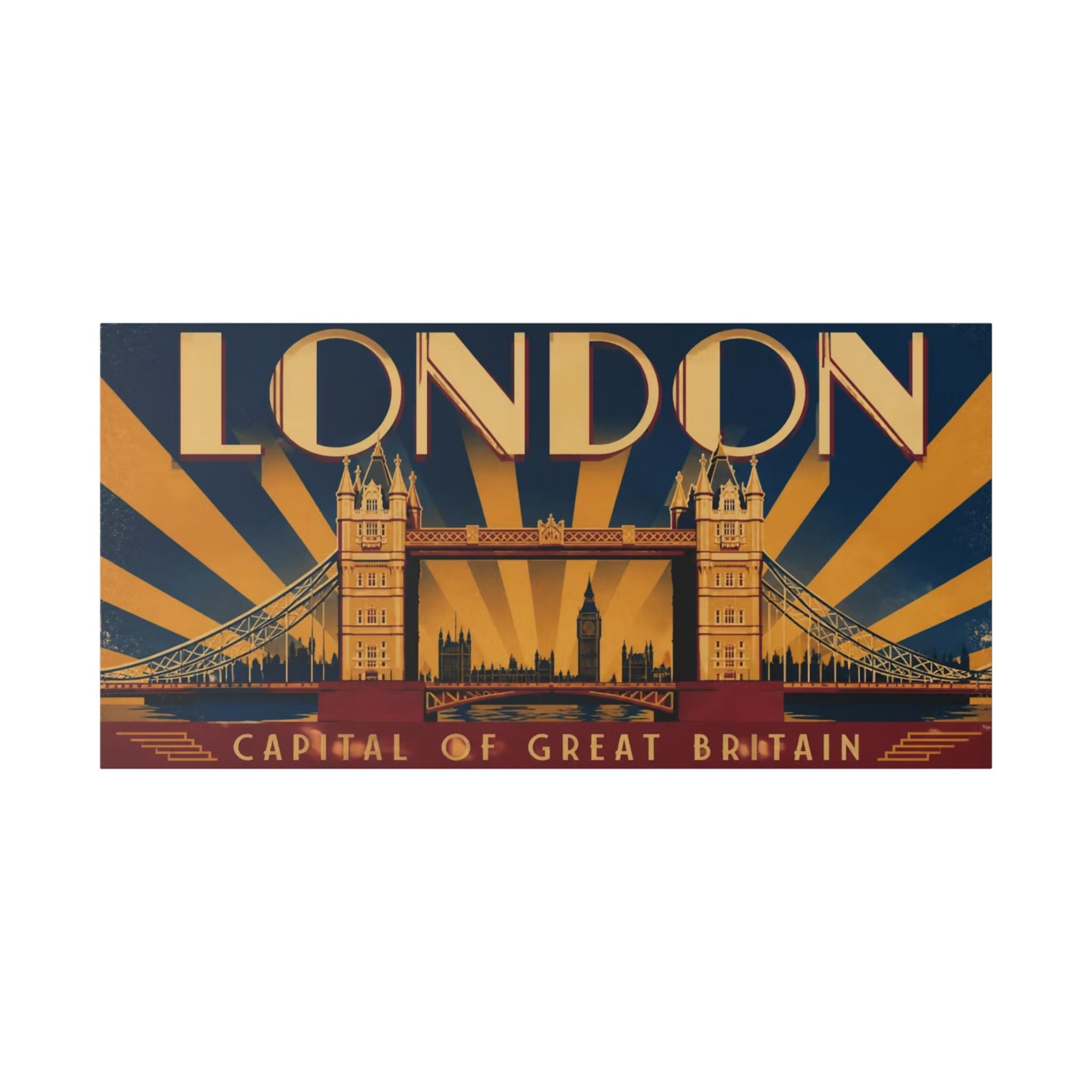 London Vintage Travel Canvas — "Capital of Great Britain" Wall Art