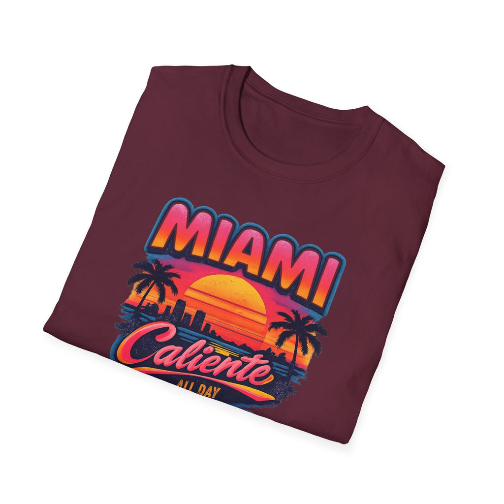 Miami Caliente Sunset T-Shirt — Vintage Palm Beach Vacation Tee