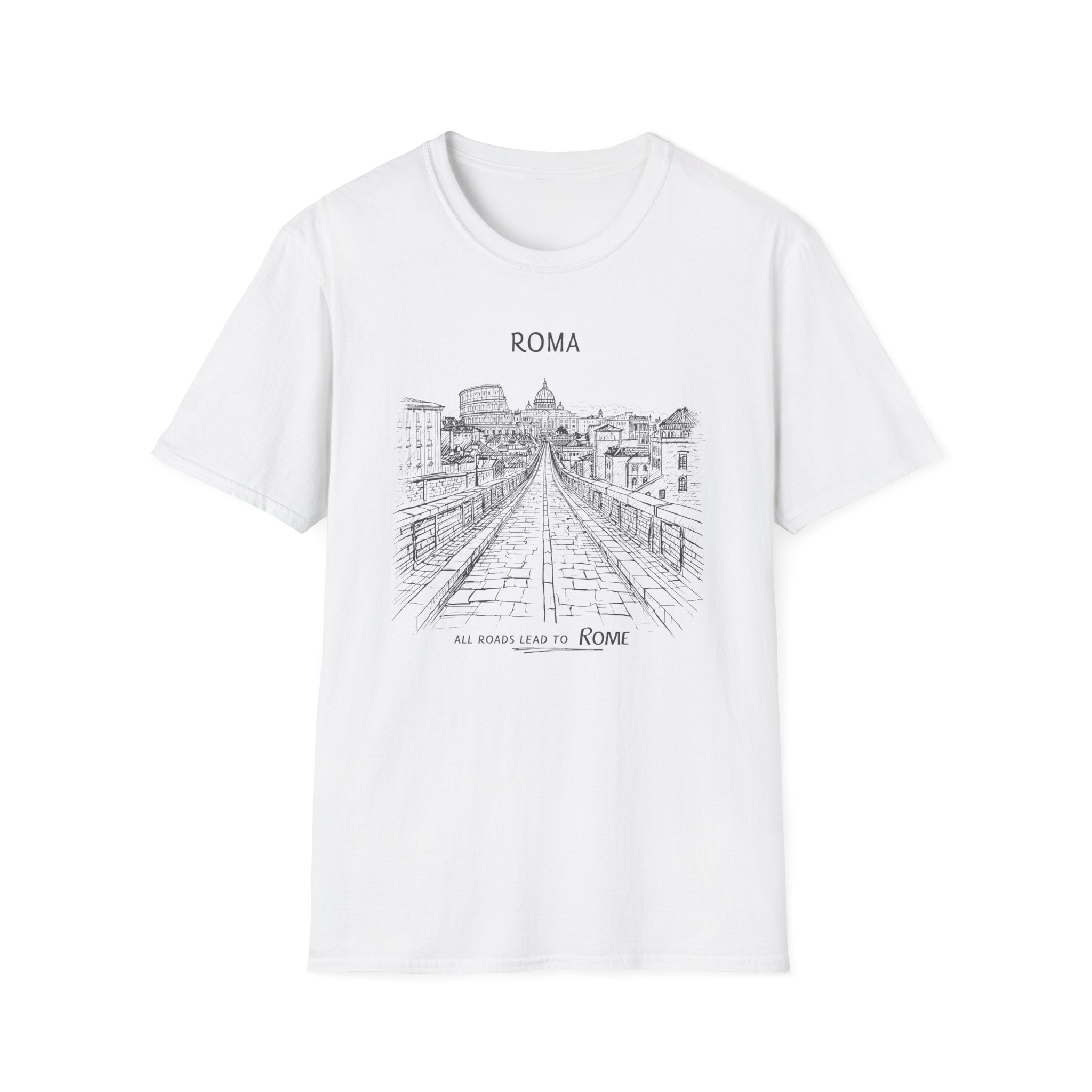 Rome skyline sketch T-Shirt | Ponte Sant'Angelo illustration, travel souvenir