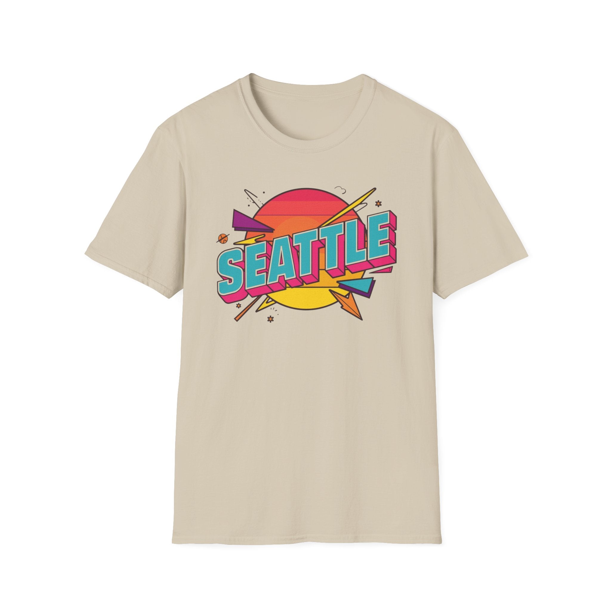 Seattle Retro Sunset T-Shirt — Vintage 80s City Graphic Tee