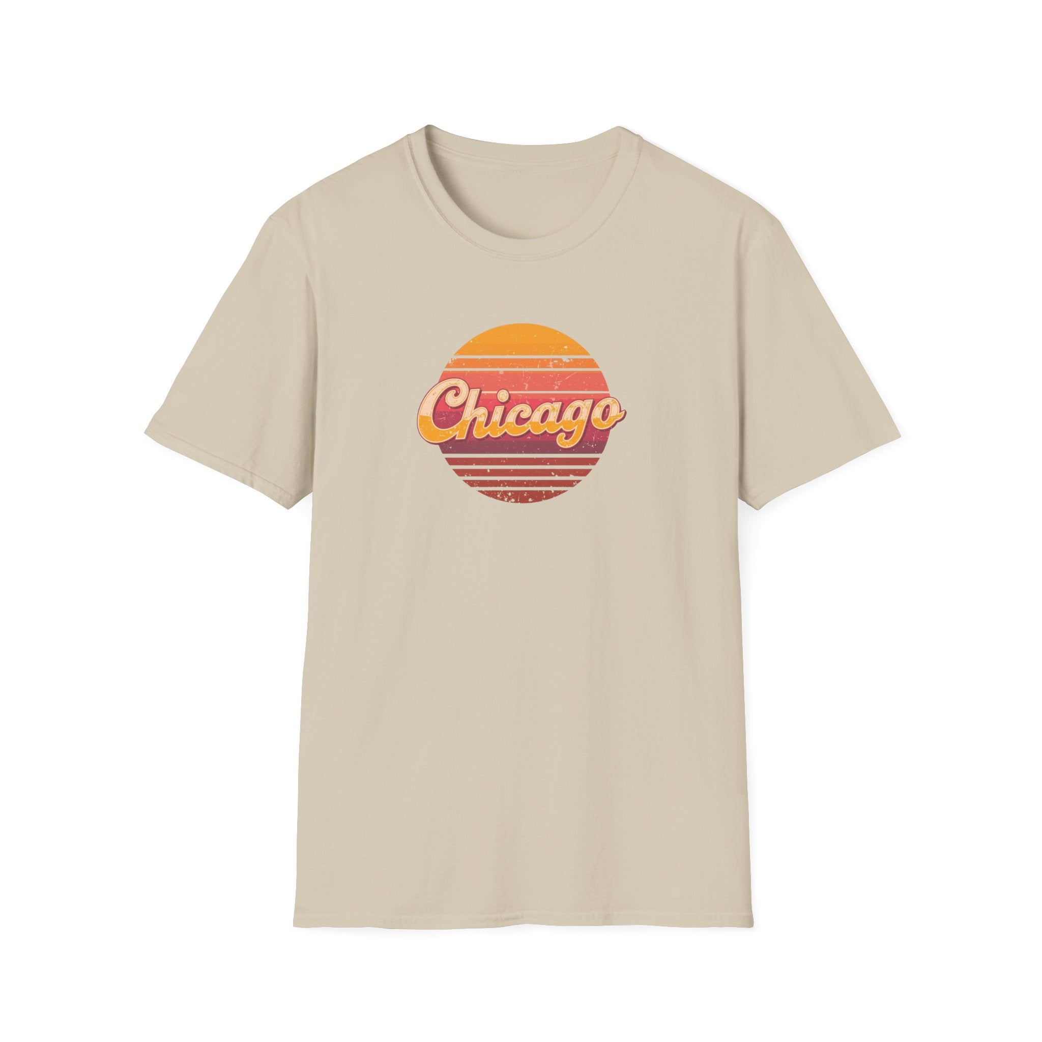 Chicago Retro Sunset T-Shirt | Vintage City Script Shirt