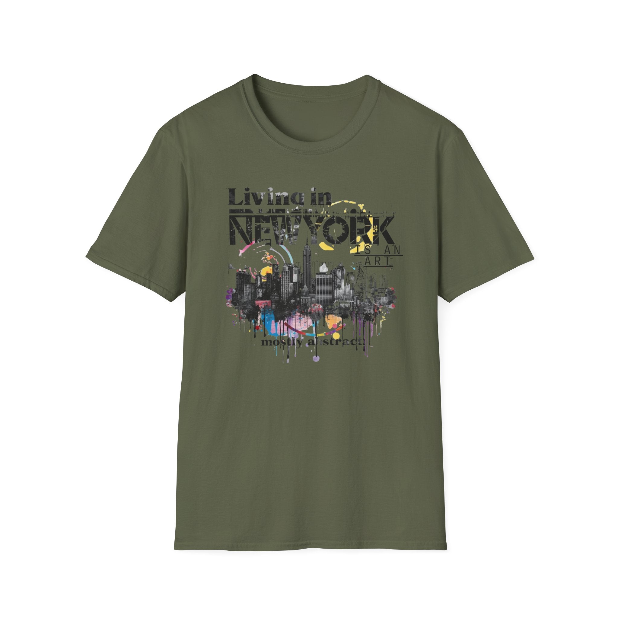 New York Skyline T-Shirt — 'Living in New York' Urban Watercolor Tee