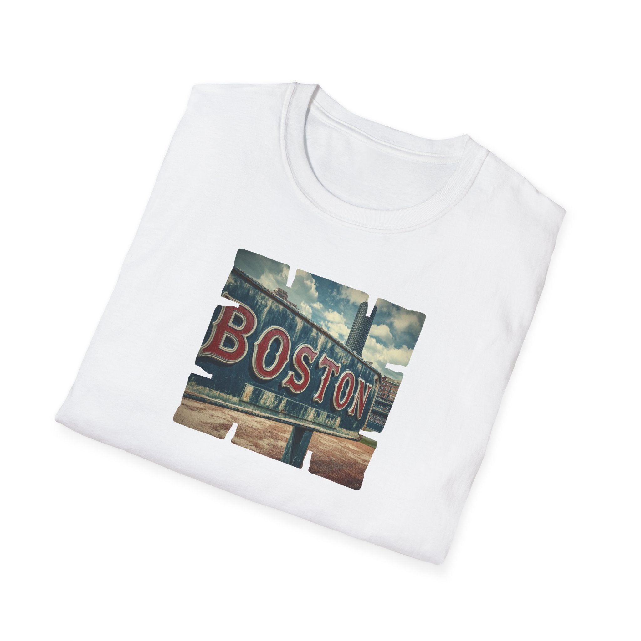 Boston Neon Sign T-Shirt | Cityscape Vintage Photo Tee