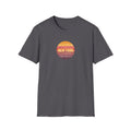 Retro Sunset New York T-Shirt | Vintage Striped City Graphic