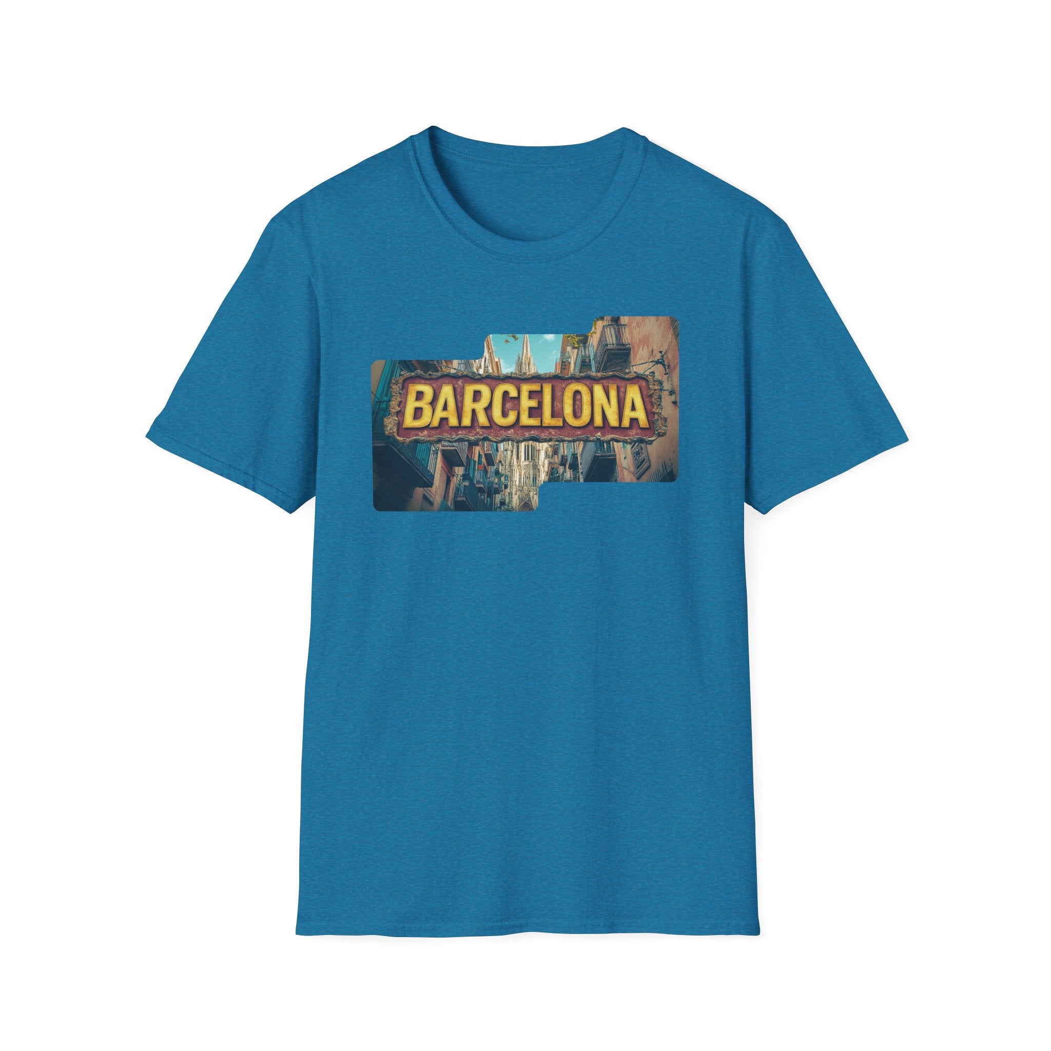 Barcelona Cityscape T-Shirt | Vintage Sign Travel Tee