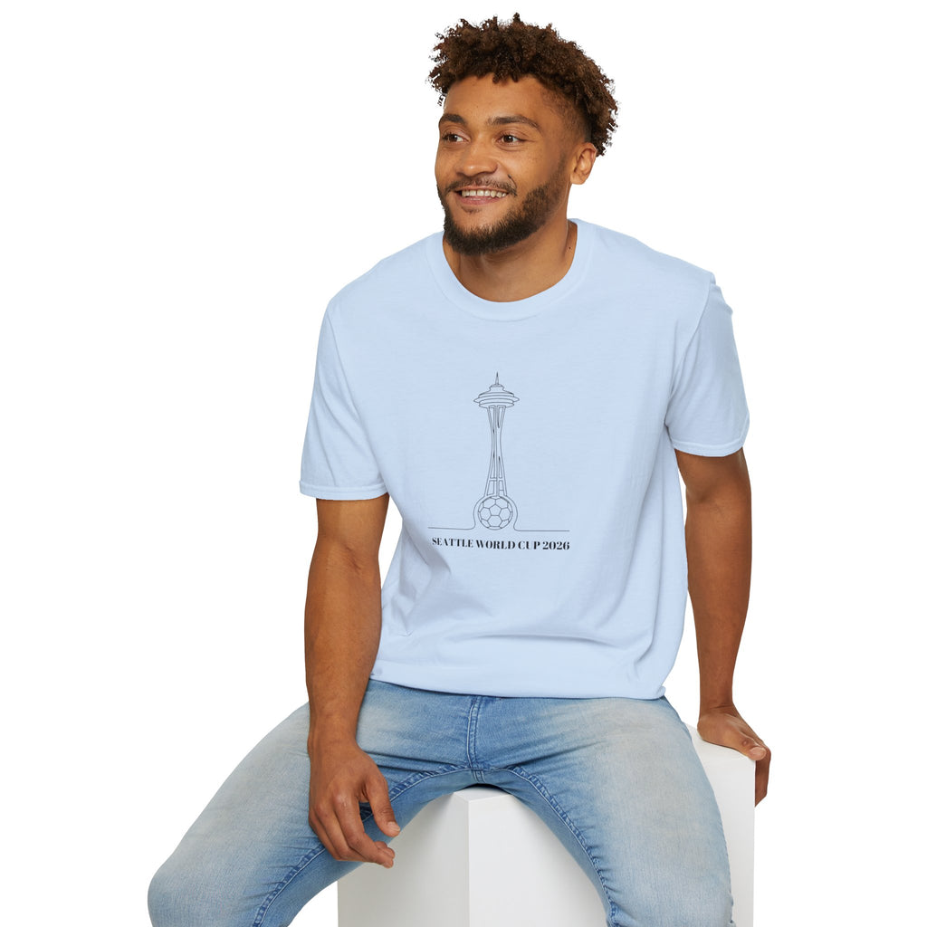 Seattle Space Needle Sketch T-Shirt — Minimalist 'Seattle World Cup 2026' Souvenir Tee