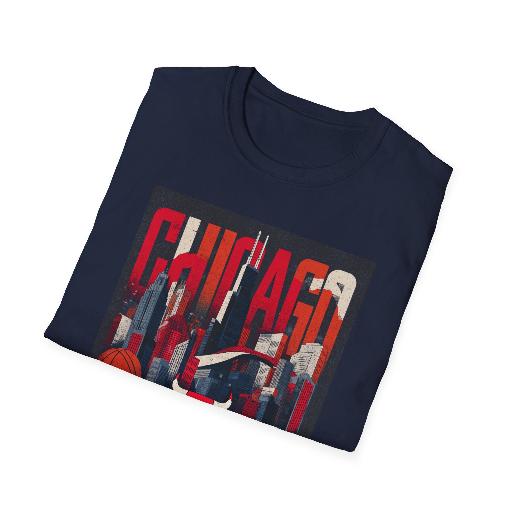 Chicago Bulls Cityscape T-Shirt | Basketball skyline, team logo
