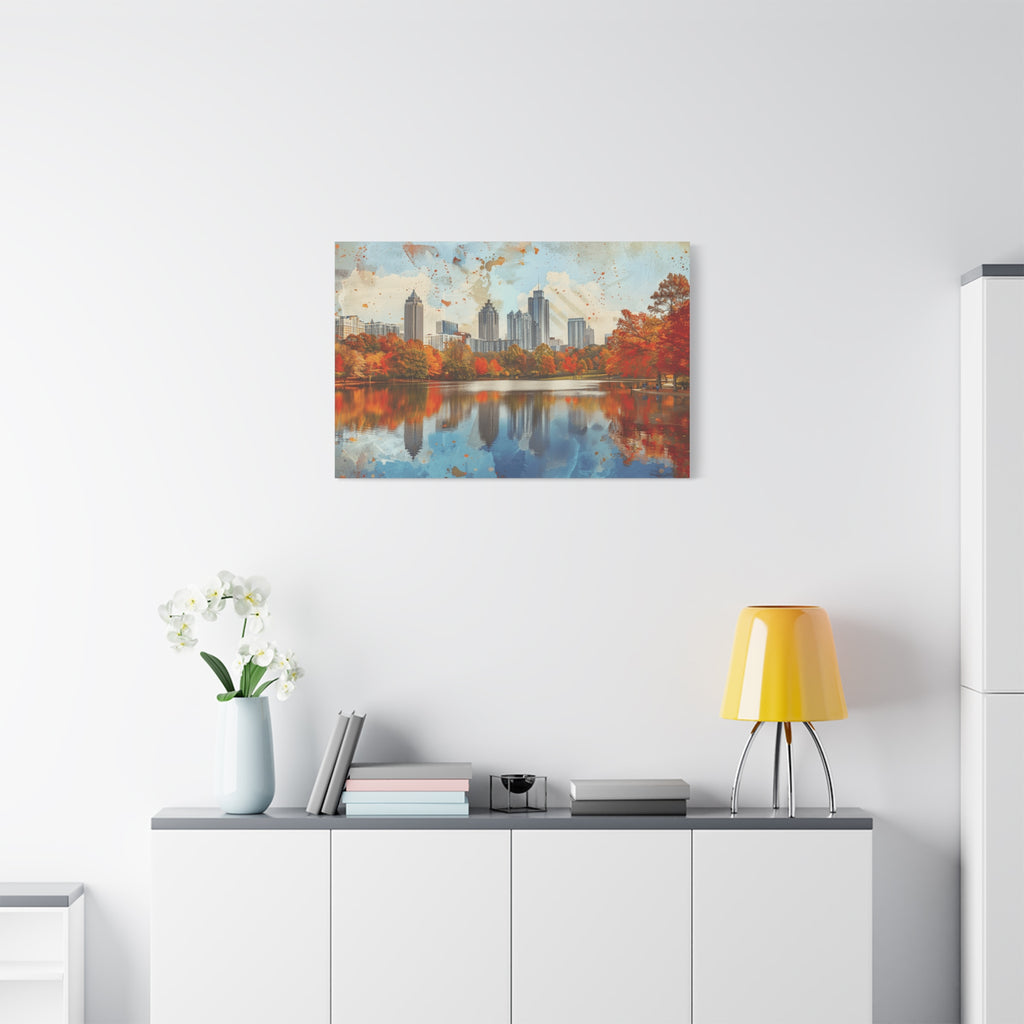 Atlanta Midtown Skyline - Piedmont Park - Autumn Cityscape Canvas – Fall Skyline Wall Art