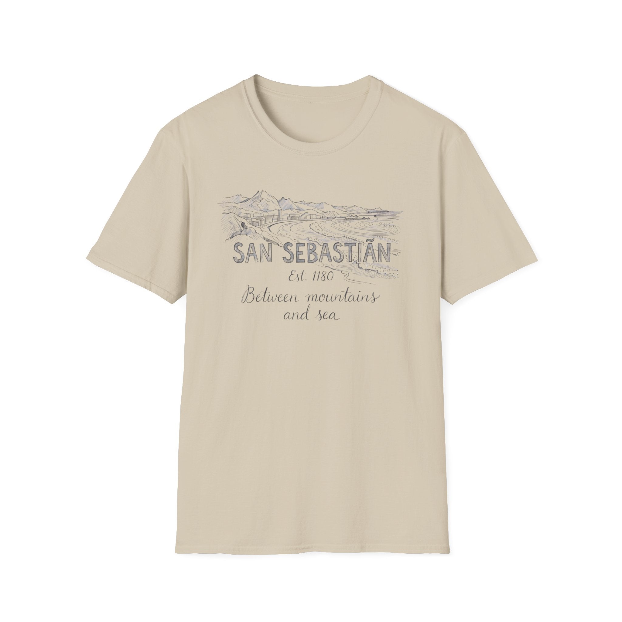 San Sebastián Scenic T-Shirt — Between Mountains and Sea Vintage Travel Tee