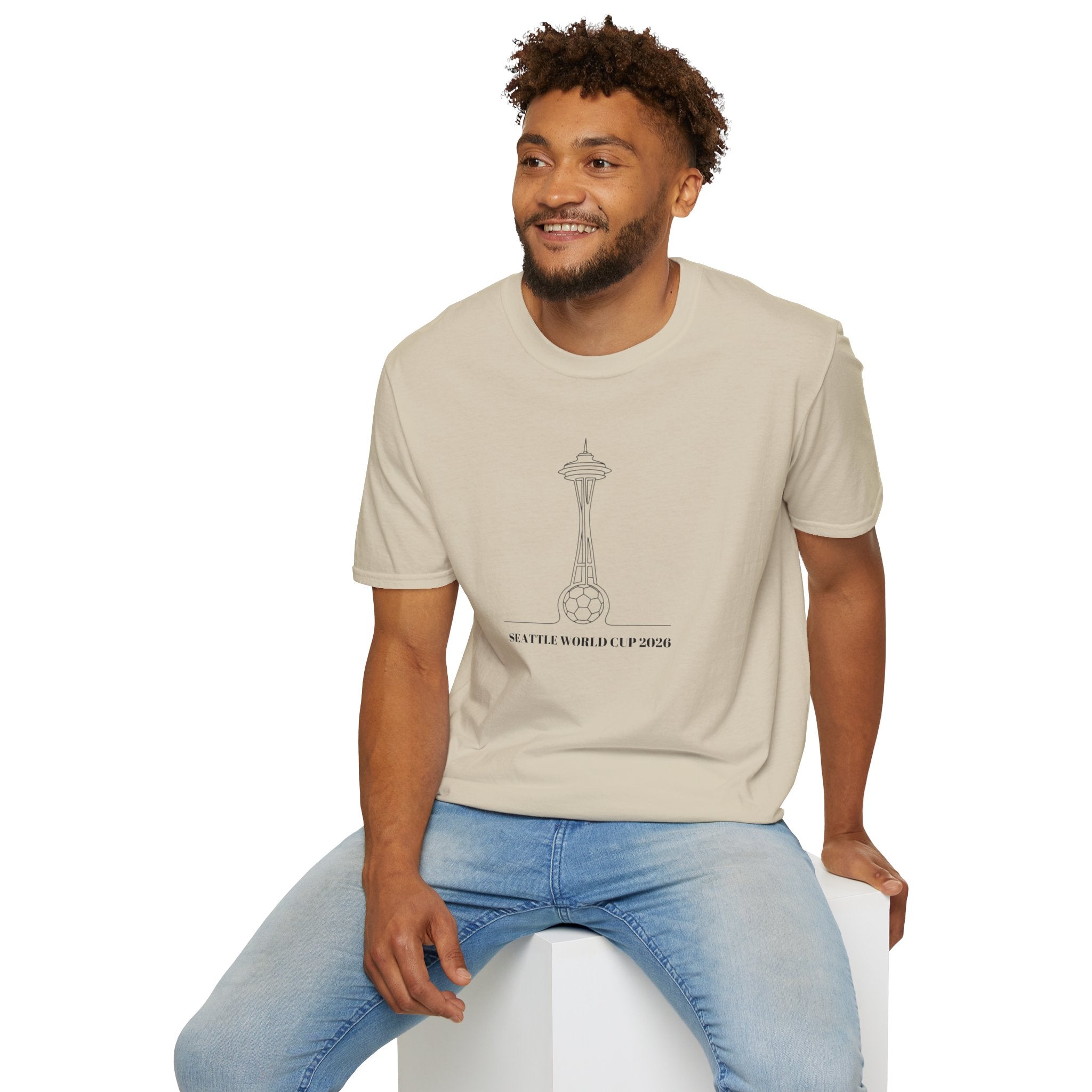 Seattle Space Needle Sketch T-Shirt — Minimalist 'Seattle World Cup 2026' Souvenir Tee