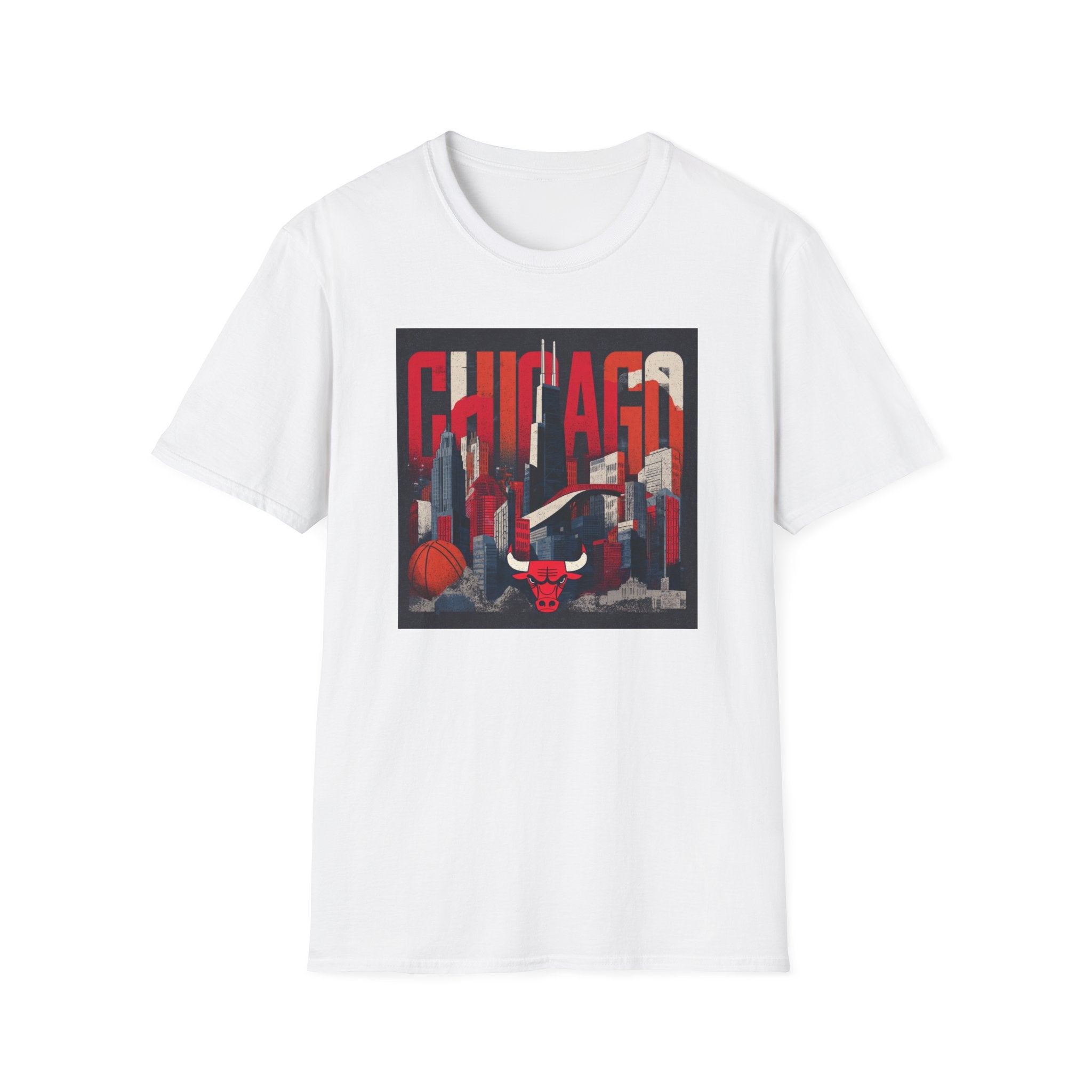 Chicago Bulls Cityscape T-Shirt | Basketball skyline, team logo