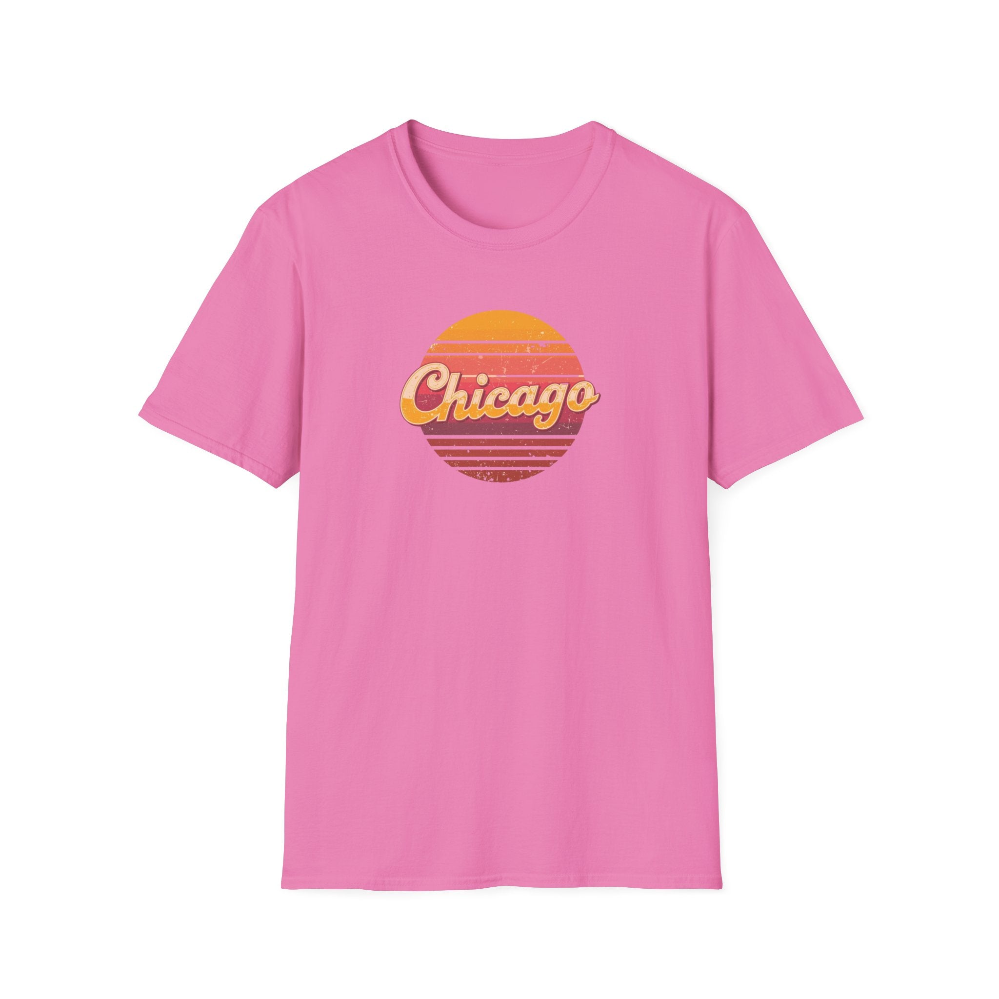 Chicago Retro Sunset T-Shirt | Vintage City Script Shirt
