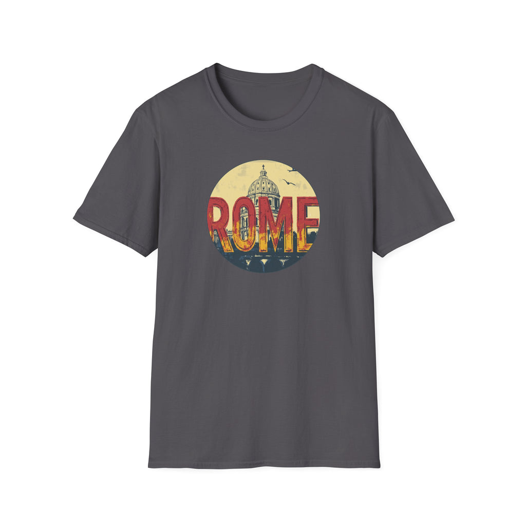 Rome skyline circle graphic T-Shirt | Vatican St. Peter dome vintage travel design
