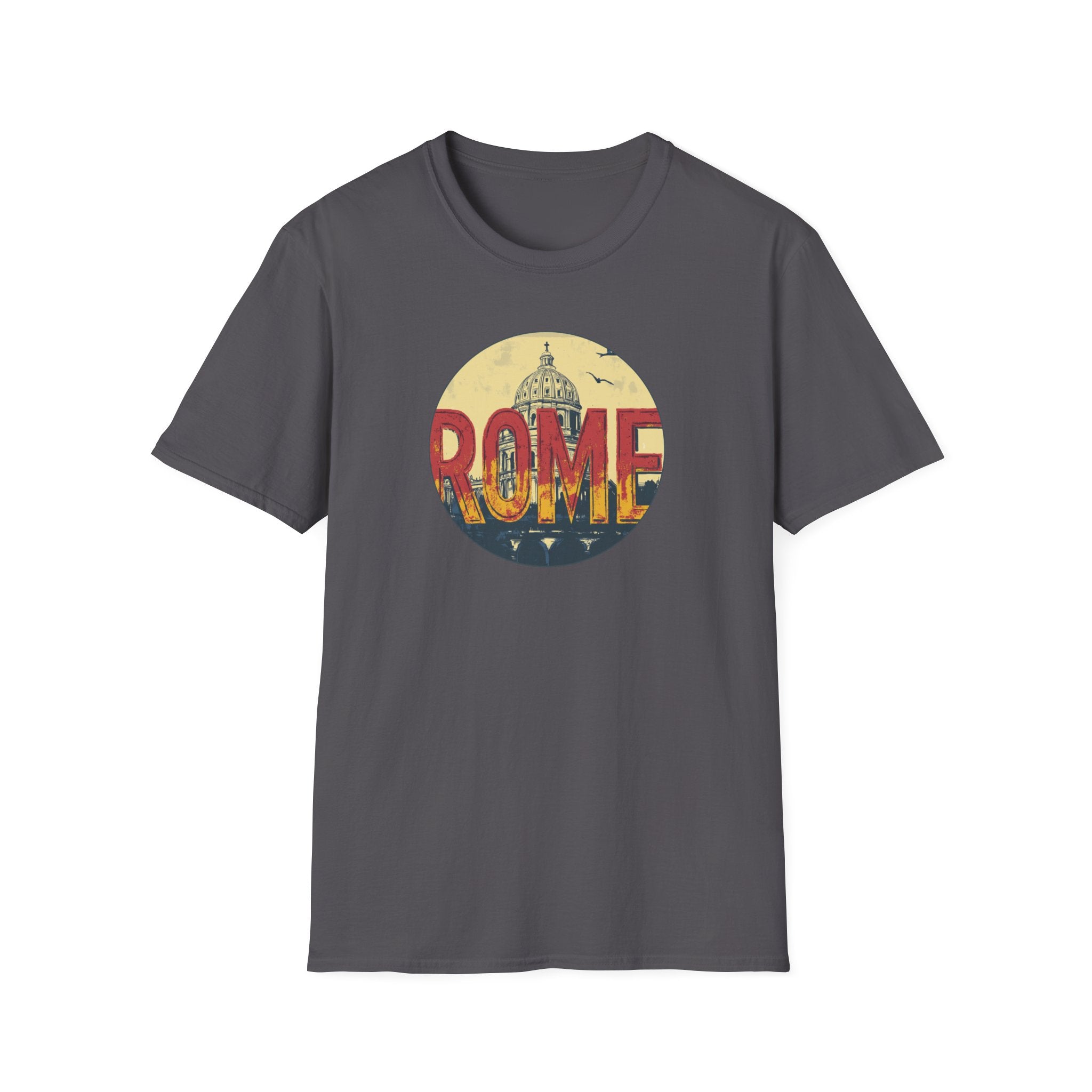Rome skyline circle graphic T-Shirt | Vatican St. Peter dome vintage travel design