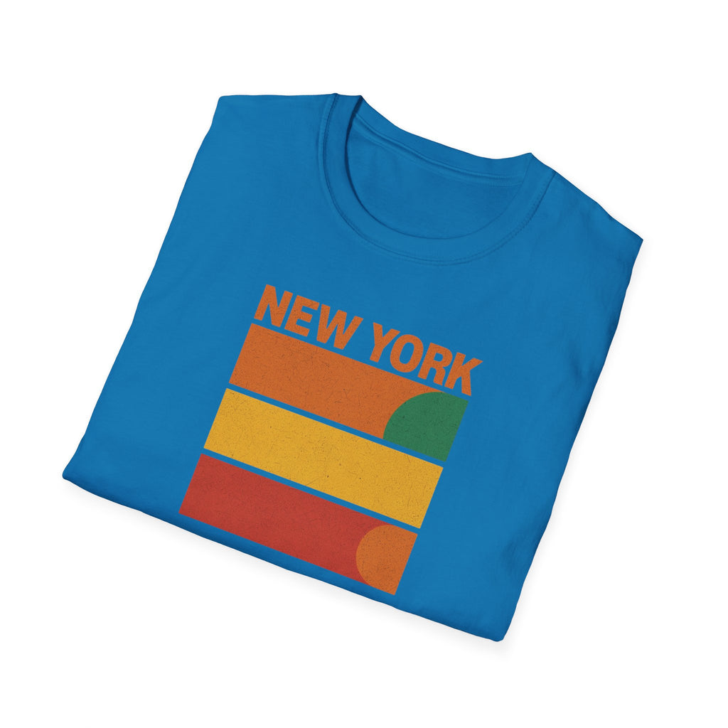 New York Sunset T-Shirt | Retro Stripes City Graphic