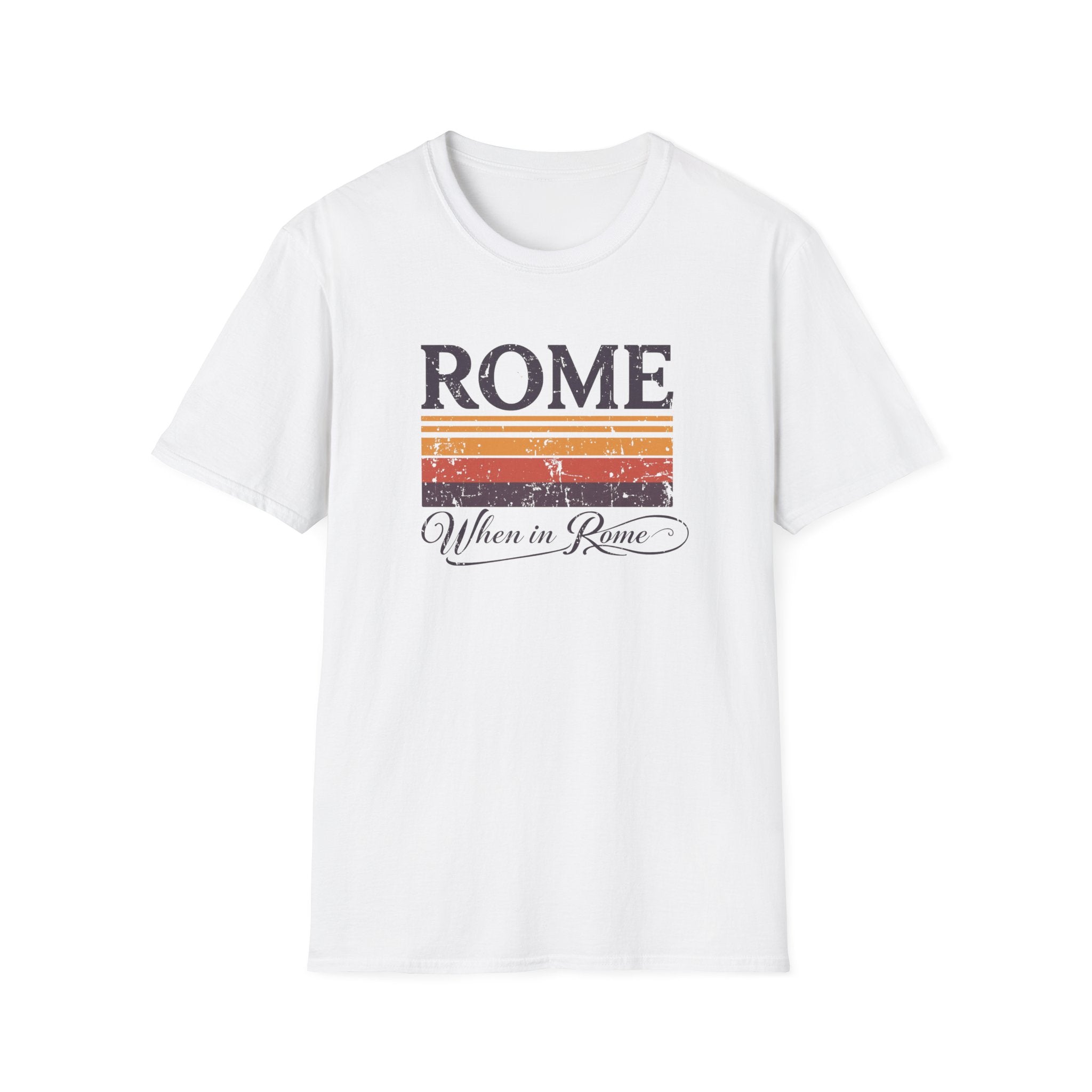 Rome Vintage Stripes T-Shirt — "When in Rome" Travel Tee