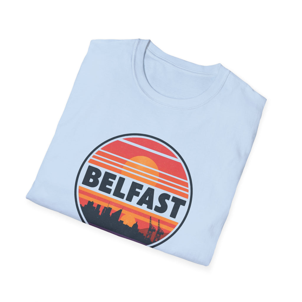 Belfast Sunset T-Shirt — Retro Skyline Graphic Tee