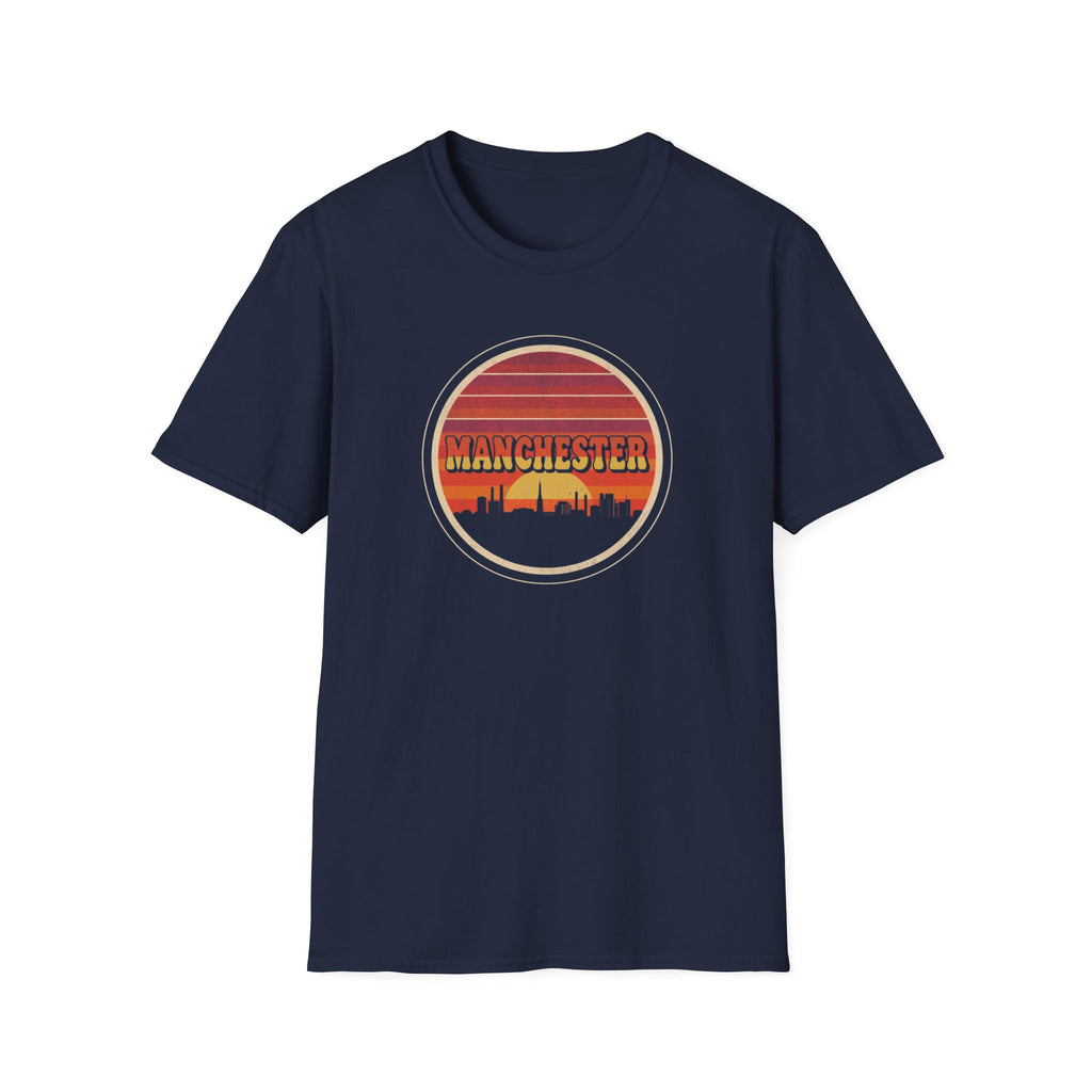 Manchester Skyline T-Shirt — Retro Sunset City Tee