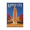Kansas City City of Fountains Stretched Canvas Wall Art — Vintage Travel Poster