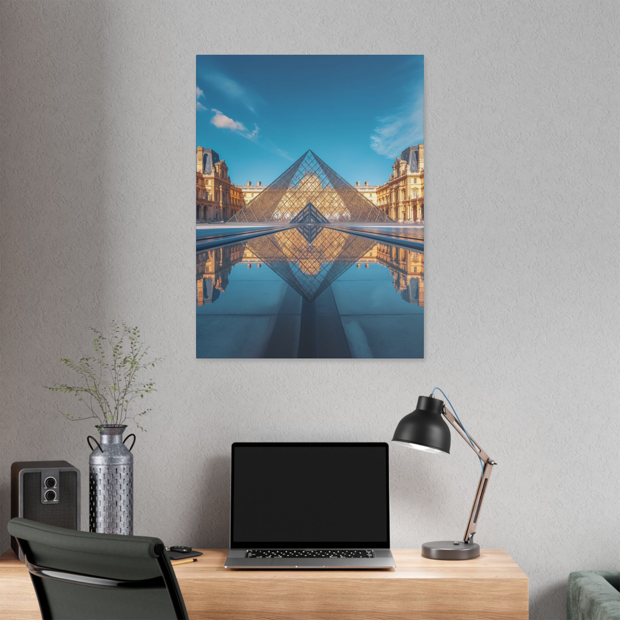 Louvre Glass Pyramid Canvas Print — Paris Travel Wall Art