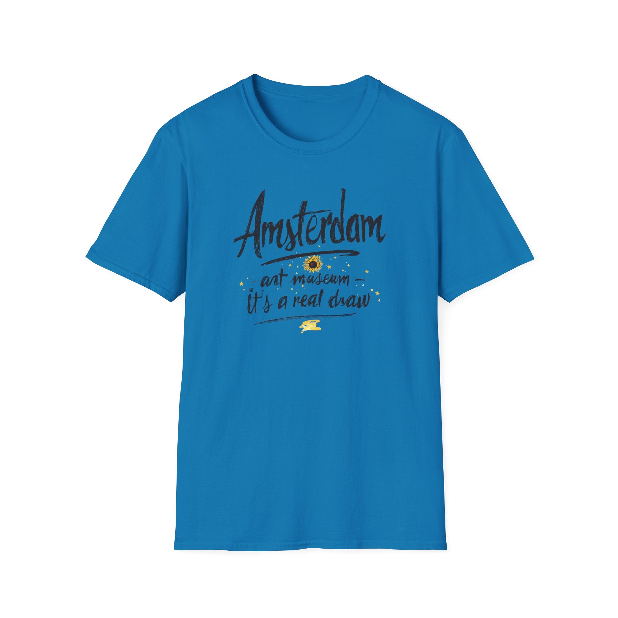 Amsterdam Art Museum T-Shirt — "Amsterdam" Script Graphic with "art museum — it’s a real draw"