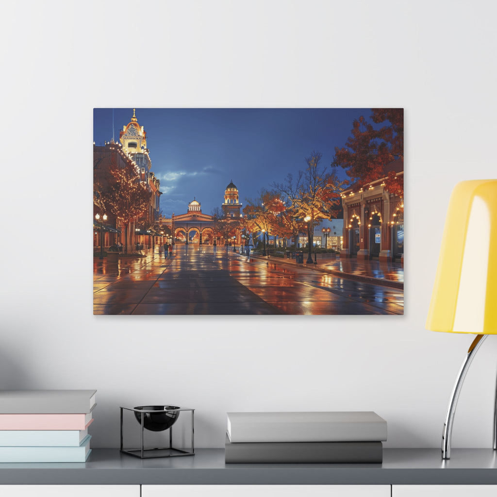 Kansas City Country Club Plaza Shopping District — Evening Street Scene Wall Art