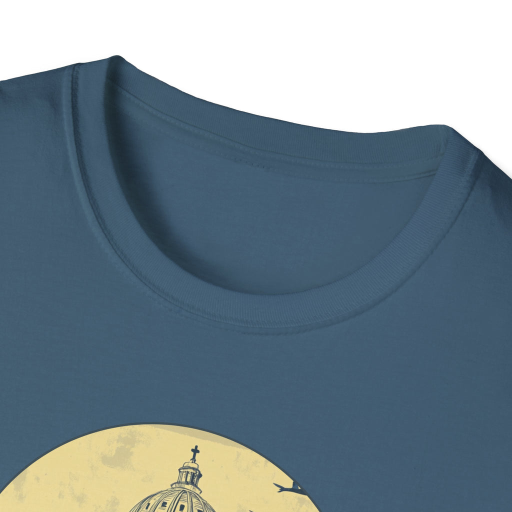 Rome skyline circle graphic T-Shirt | Vatican St. Peter dome vintage travel design