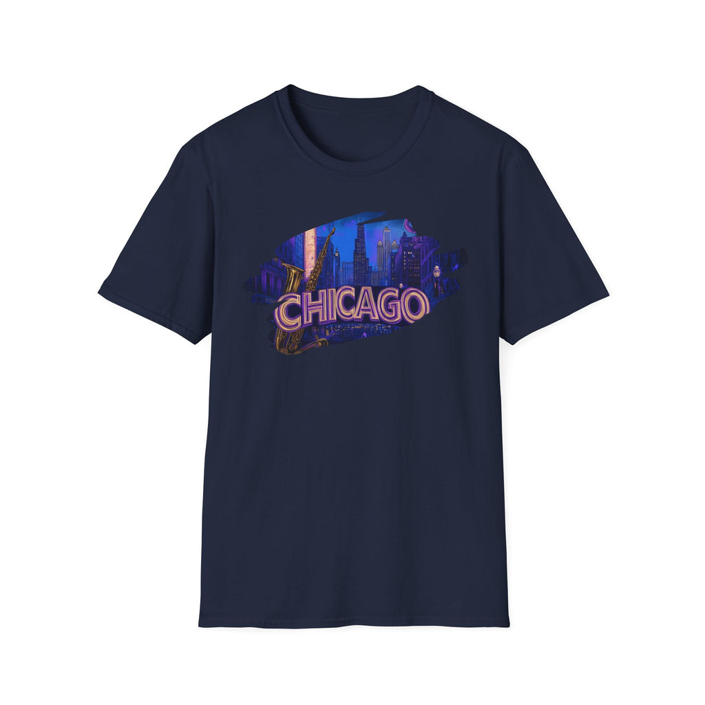 Chicago Neon Skyline T-Shirt | Cityscape Night Design