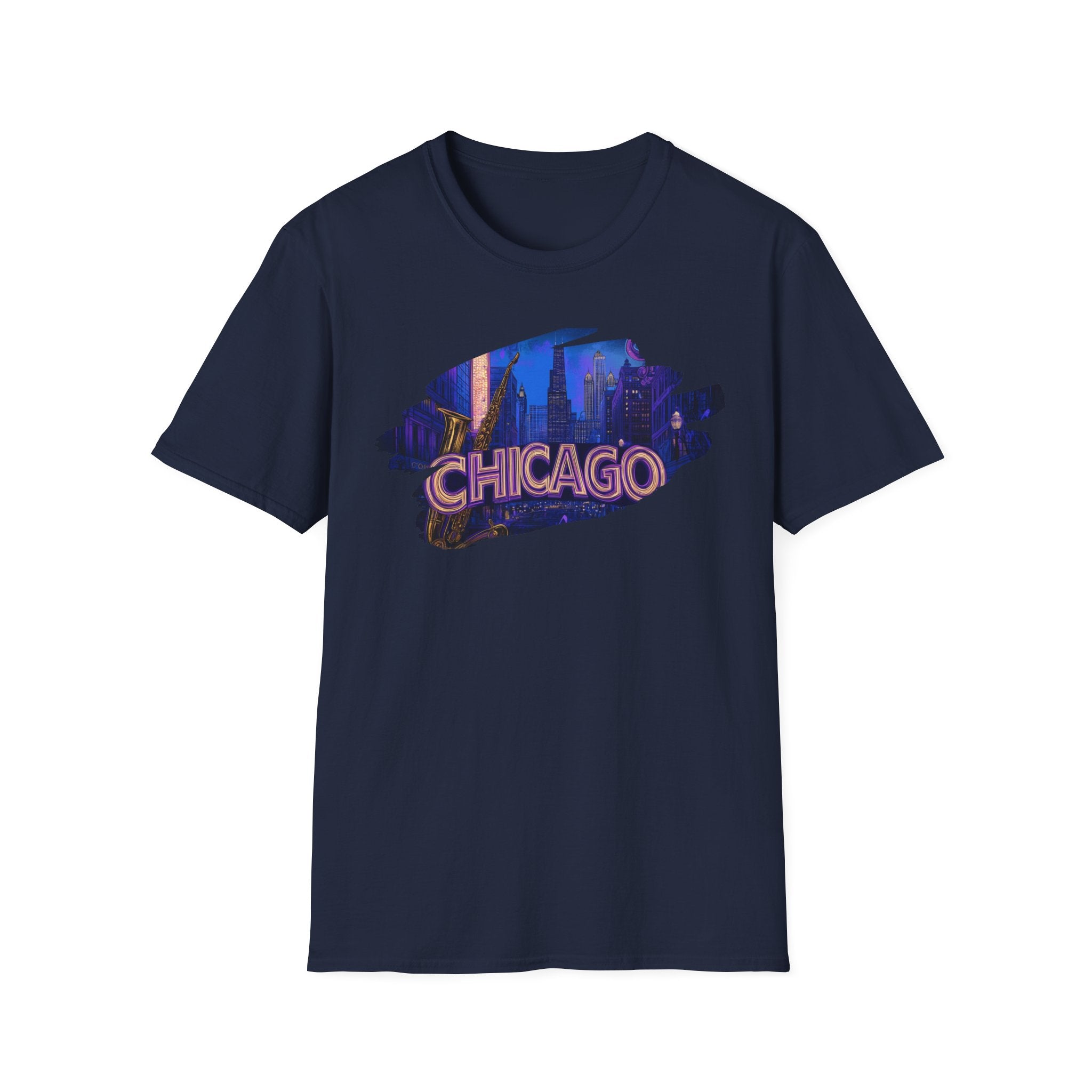 Chicago Neon Skyline T-Shirt | Cityscape Night Design