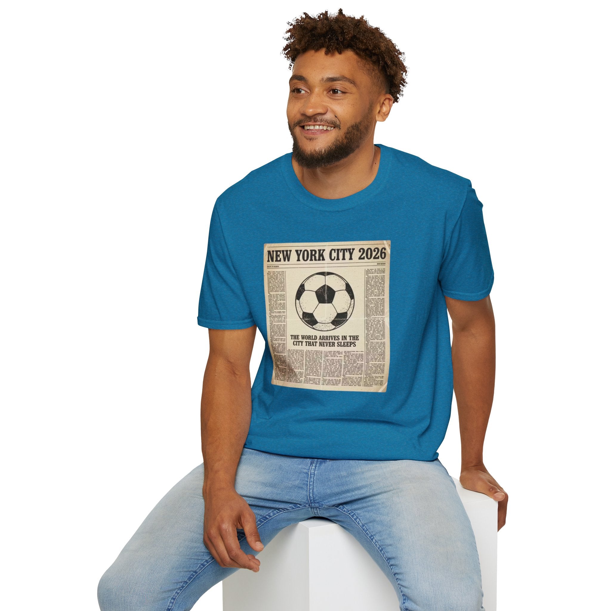 Soccer Newspaper T-Shirt — New York City 2026 Vintage Soccer Tee