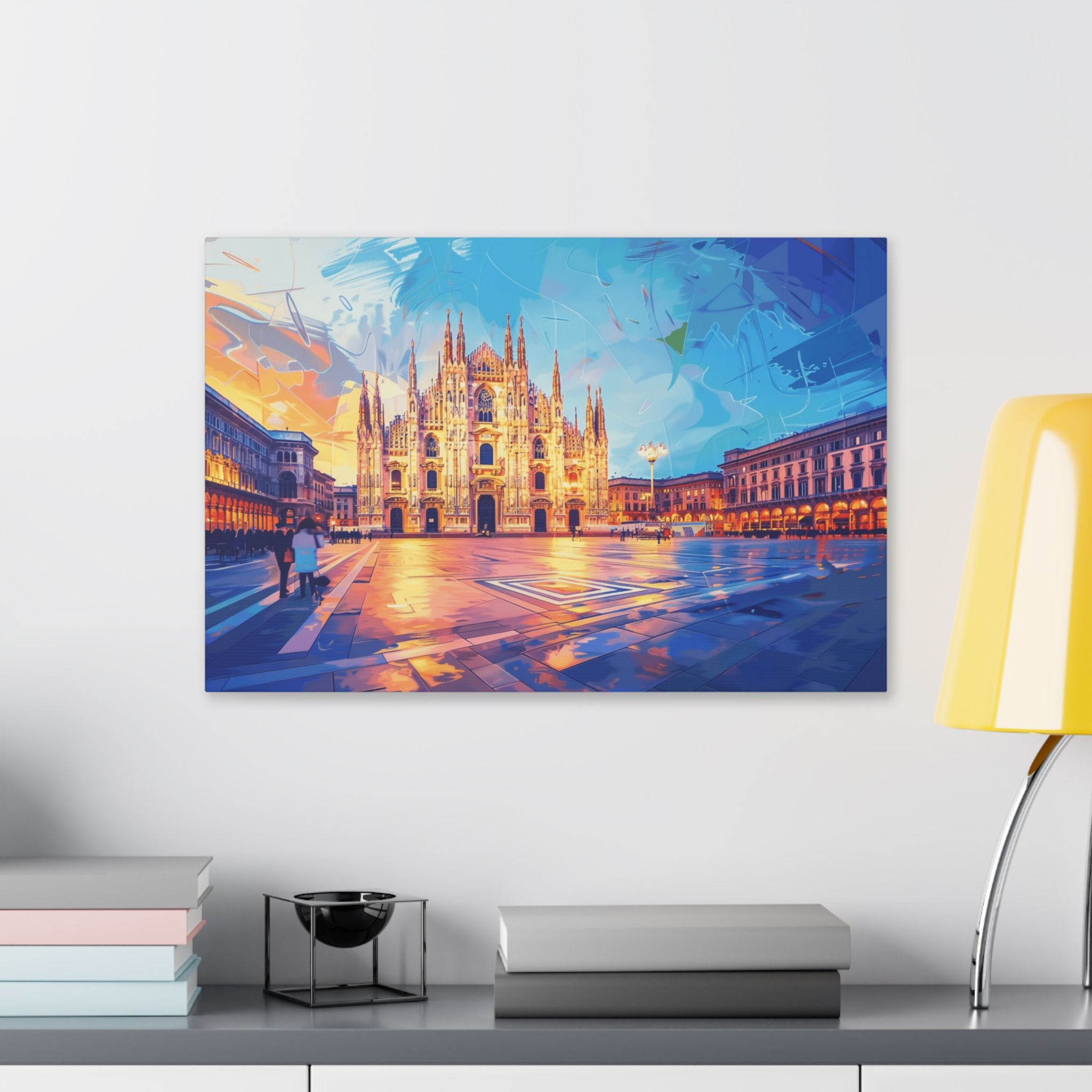 Milan Cathedral Canvas Wall Art — Colorful Duomo Stretched Canvas Print