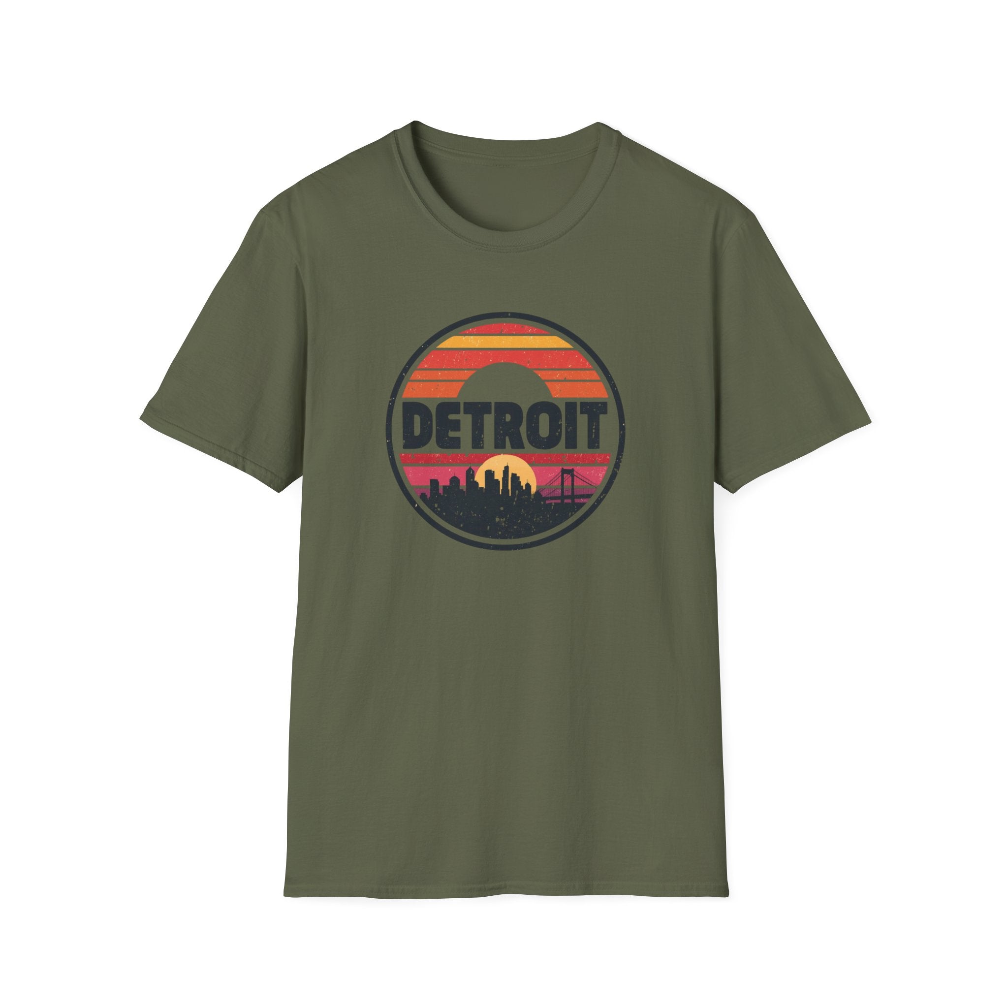 Detroit Skyline Retro Sunset T-Shirt