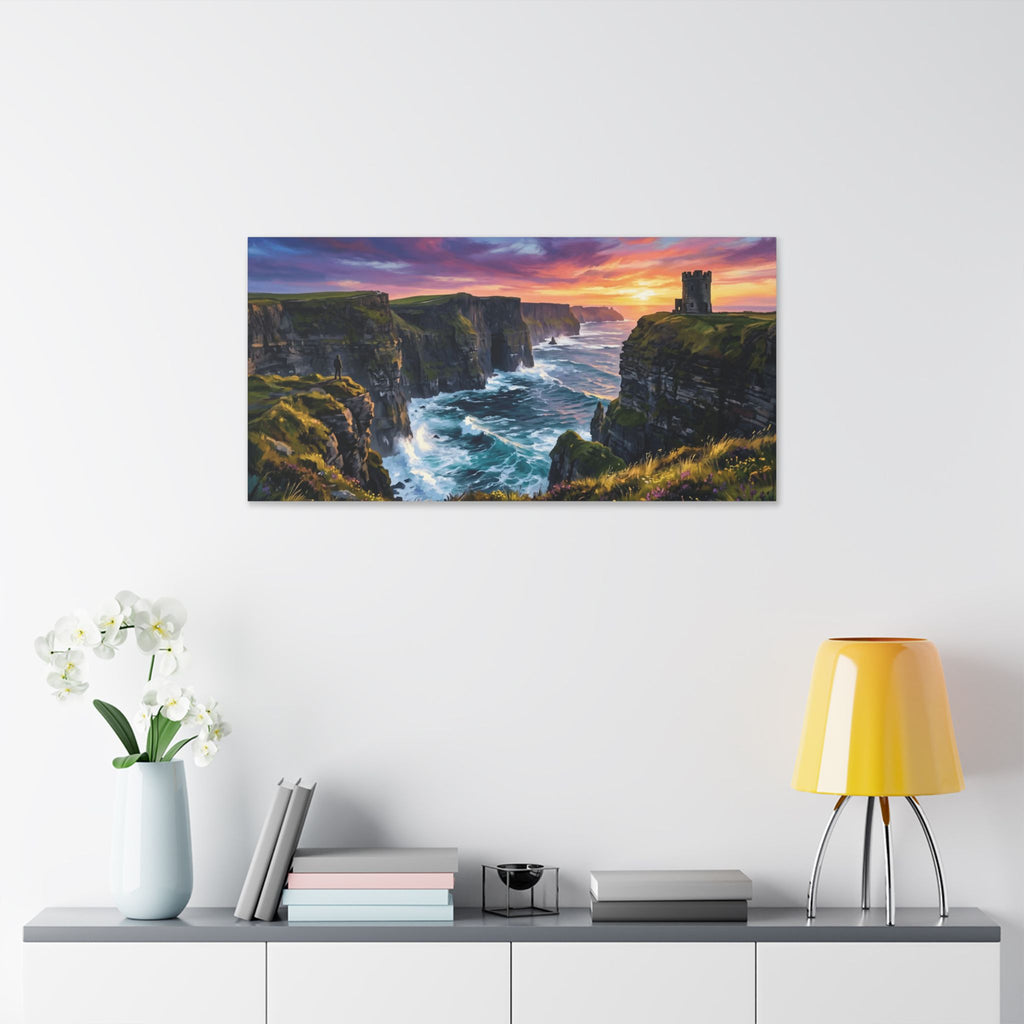 Cliffs of Moher - Ireland - Sunset Canvas Wall Art — Dramatic Coastal Landscape Stretched Canvas