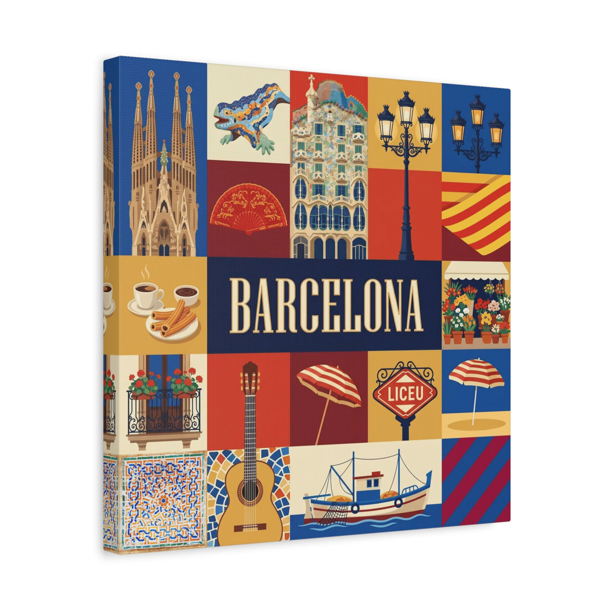 Barcelona Travel Collage Canvas