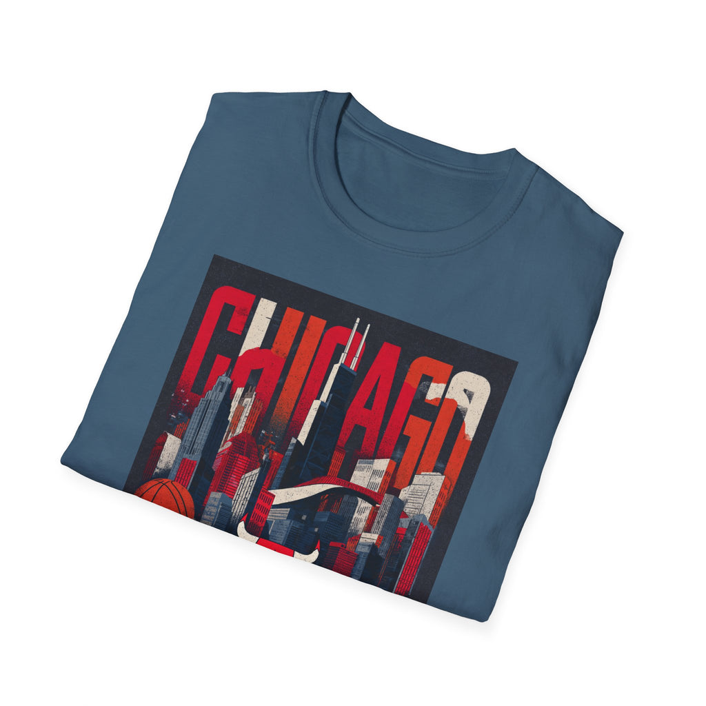 Chicago Bulls Cityscape T-Shirt | Basketball skyline, team logo