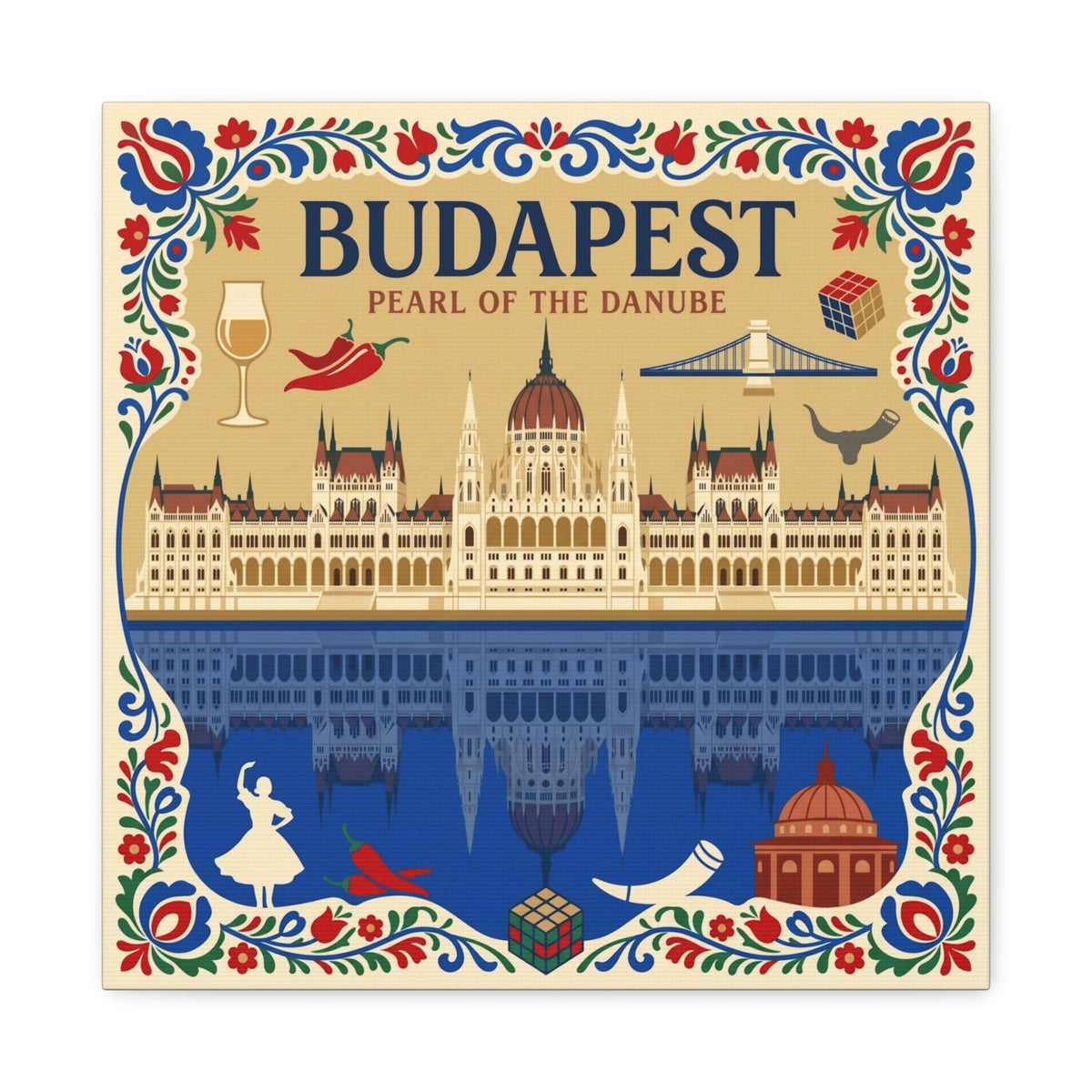 Budapest Pearl of the Danube Stretched Canvas Wall Art