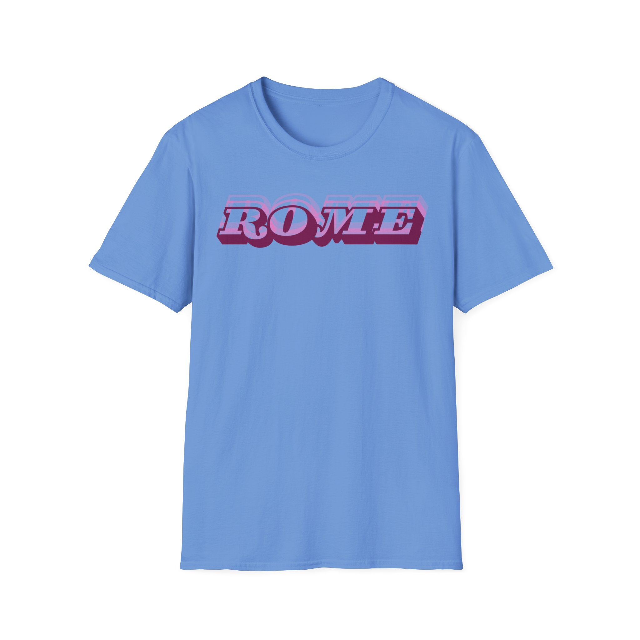 ROME 3D Retro Text T-Shirt | Pink Ombre City Typography