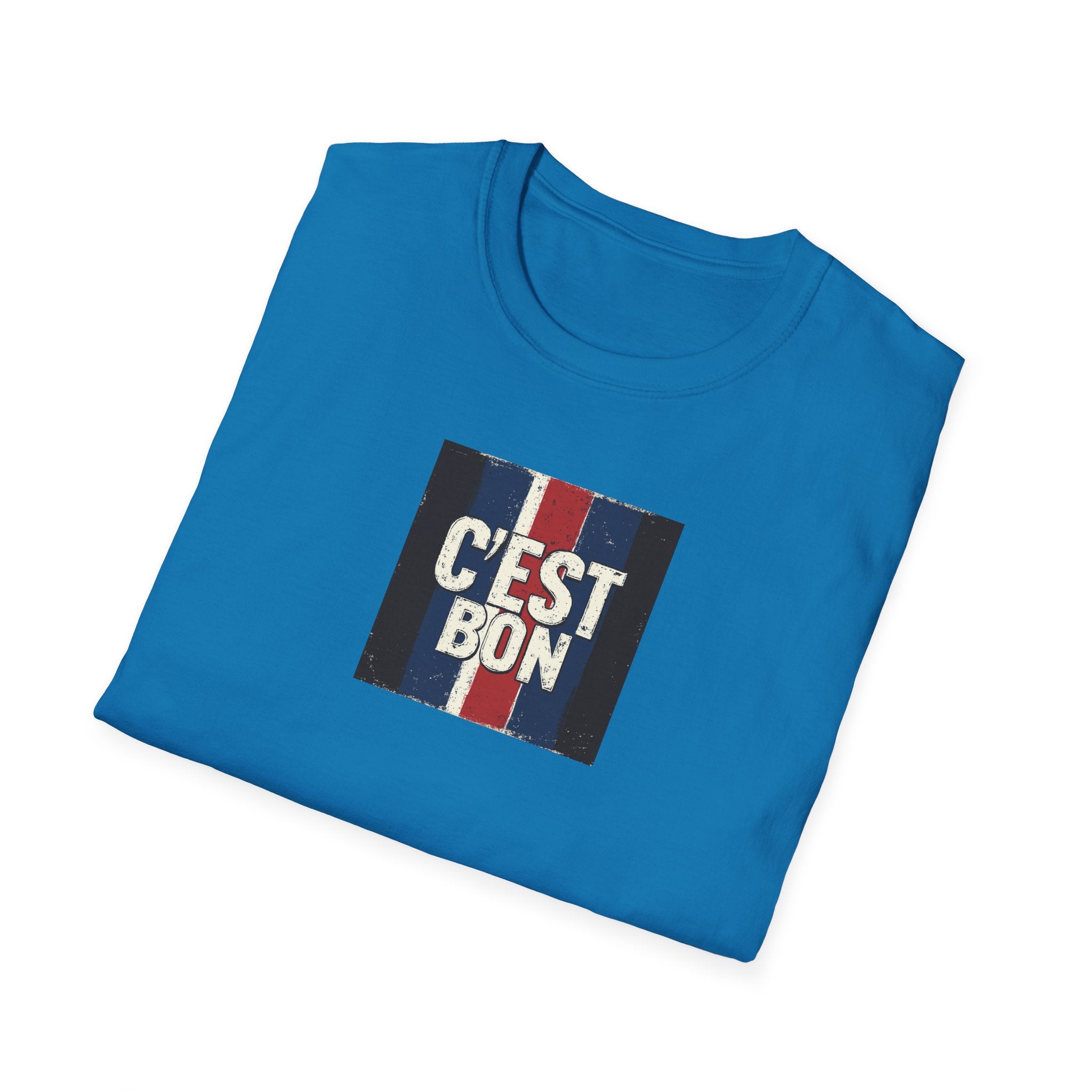 C'est Bon French Flag Stripe T-Shirt | Retro French Phrase Tee