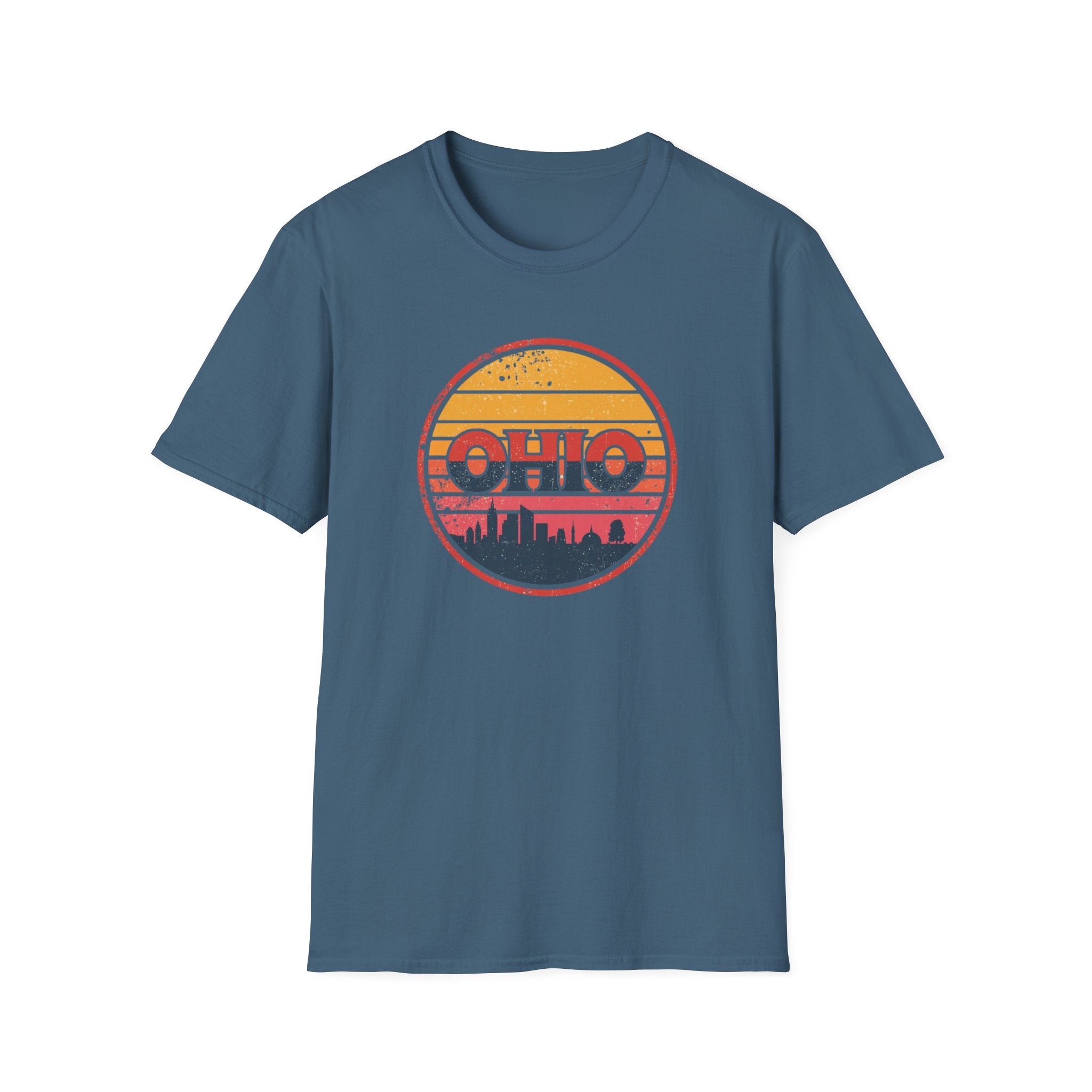 Ohio Retro Sunset T-Shirt — Vintage State Skyline Tee
